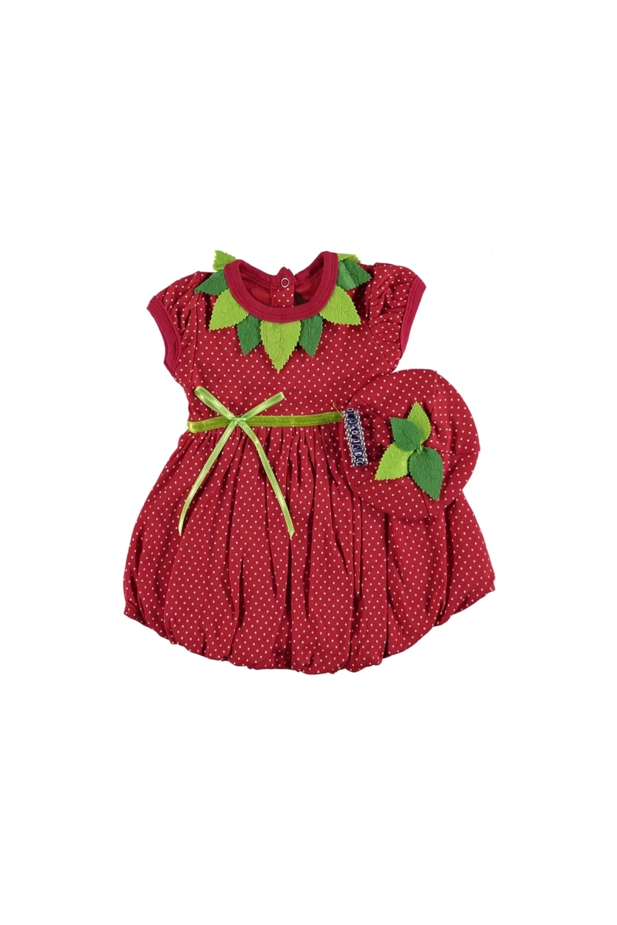 Girl's Red Strawberry Hat Set 3-6-9 Months