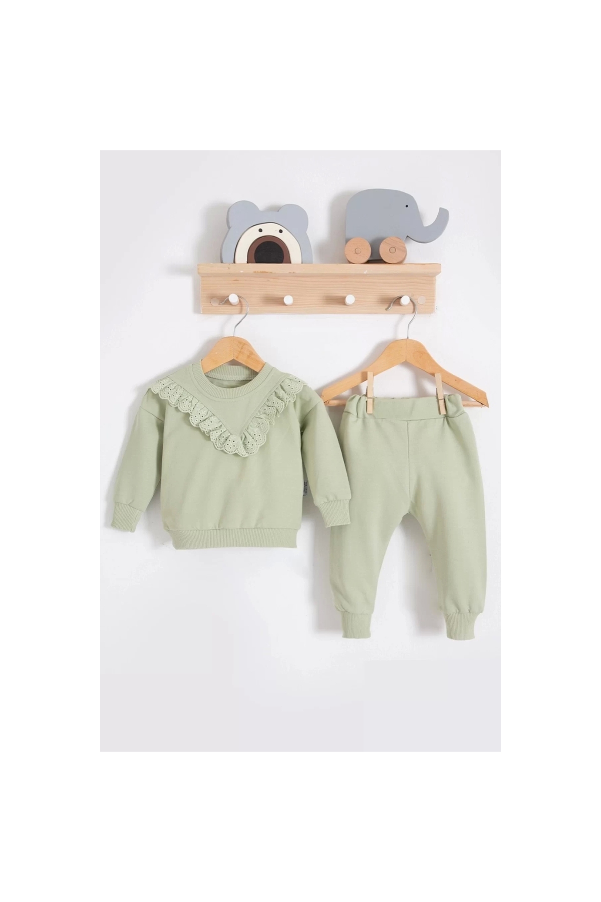 Scallop Detailed Cotton 2-Piece Baby Girl Set