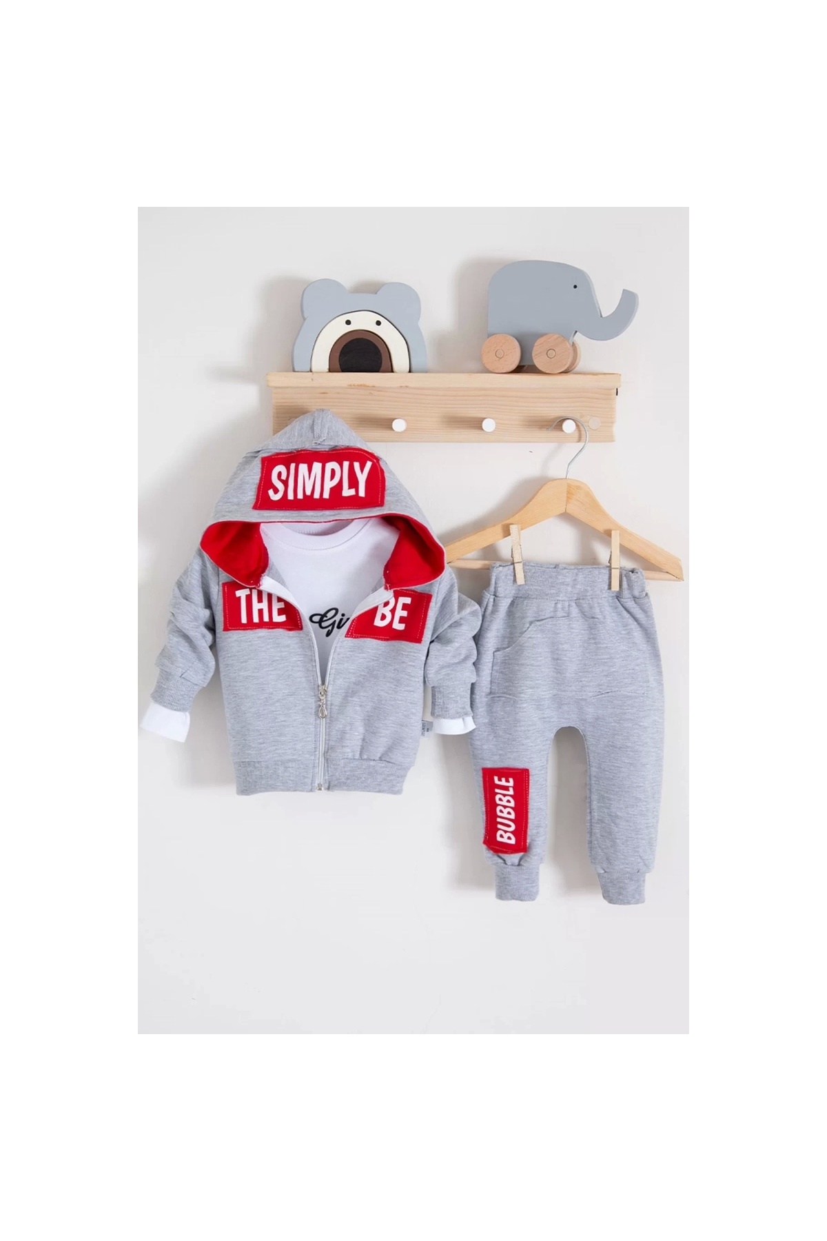 Simply Patterned Hooded 3-Piece Baby Boy Set