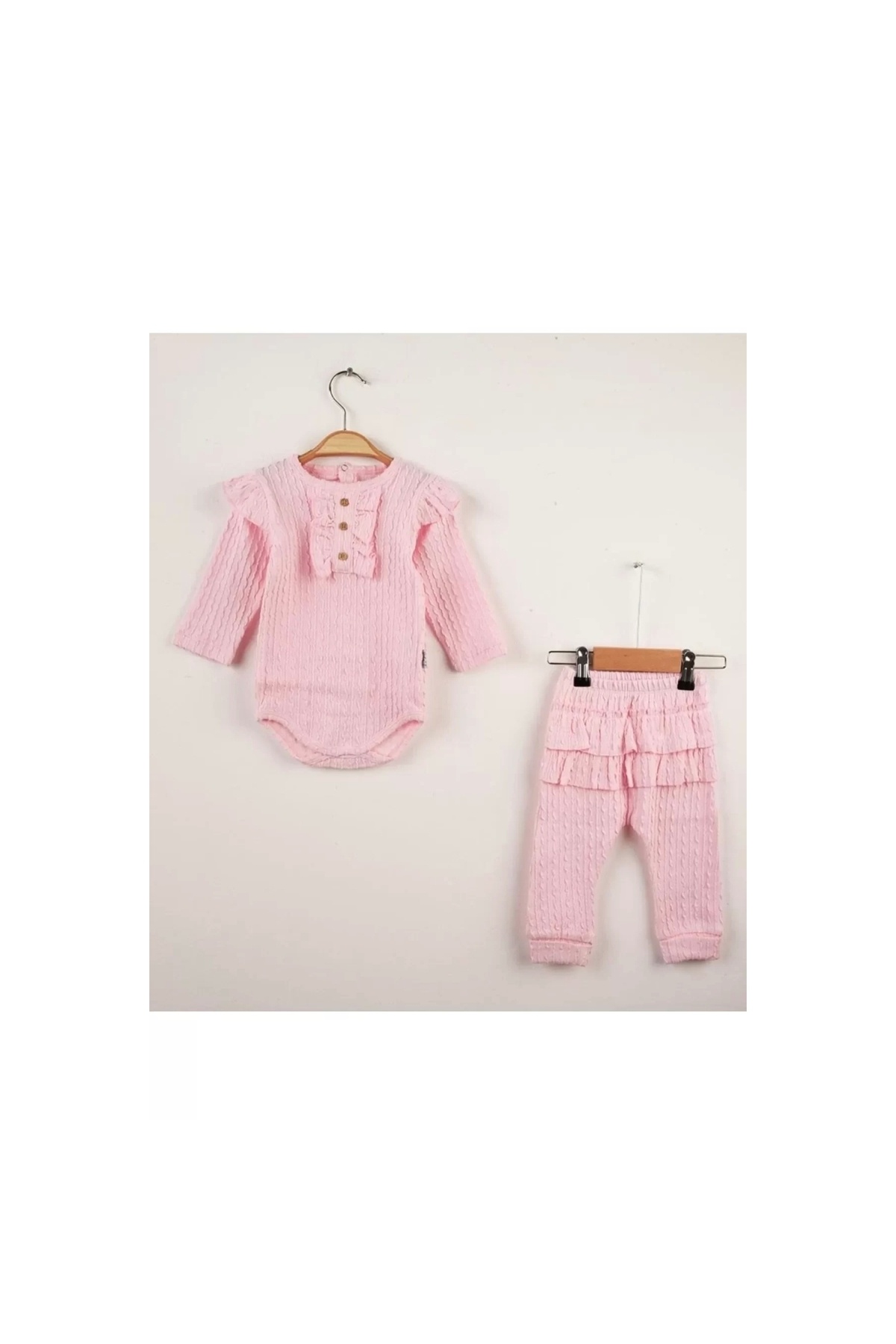 Ruffle Detailed 100% Cotton 2-Piece Baby Girl Set