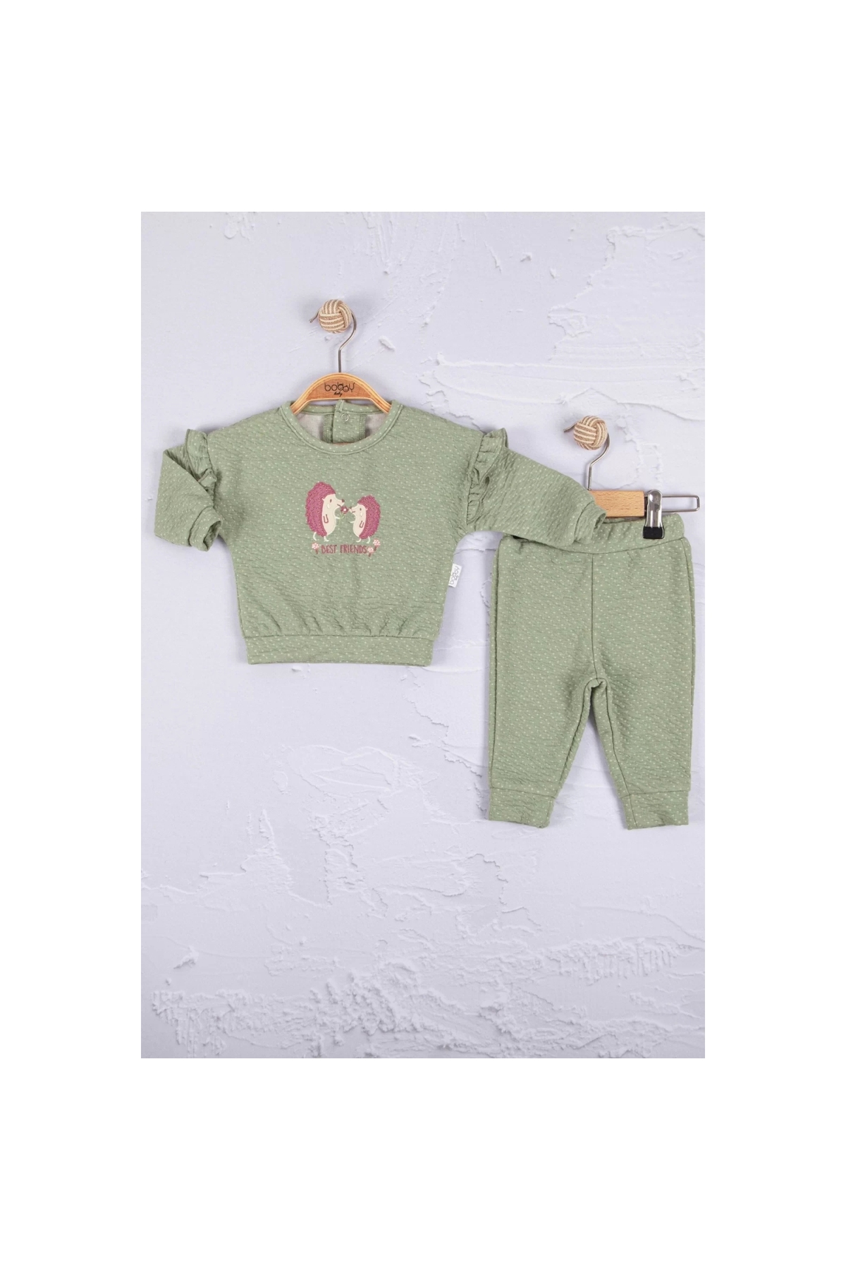 Hedgehog Embroidered 100% Cotton 2-Piece Baby Girl Set