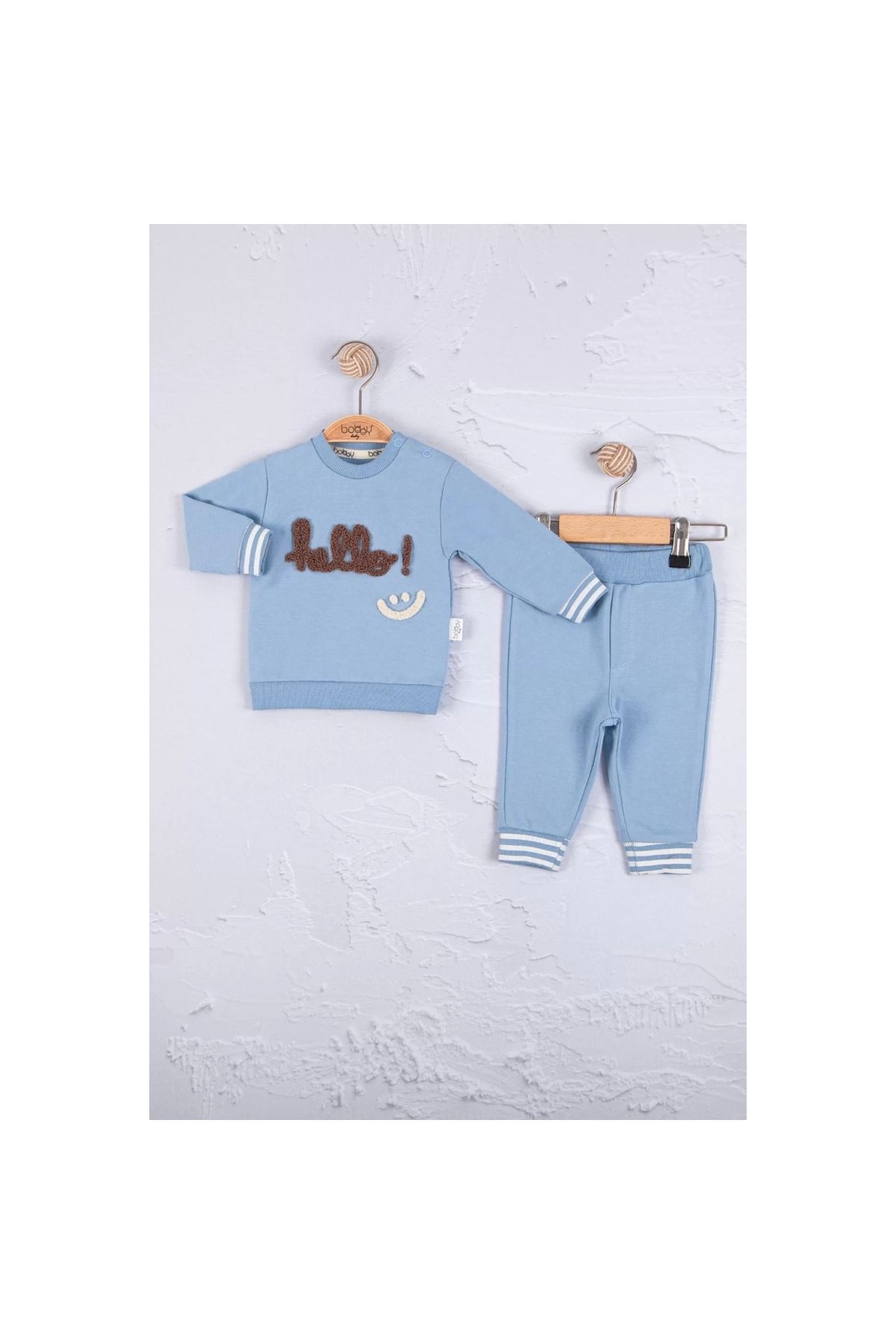 Hello Embroidered 100% Cotton 2-Piece Baby Boy Set