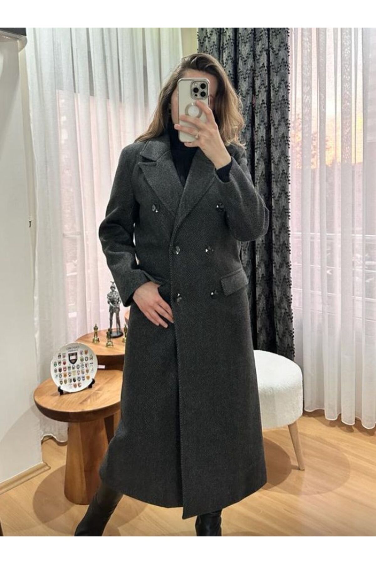 Astrea Butik  ASTARLI BALIKSIRTI MAXİ PALTO KABAN - Görsel 2