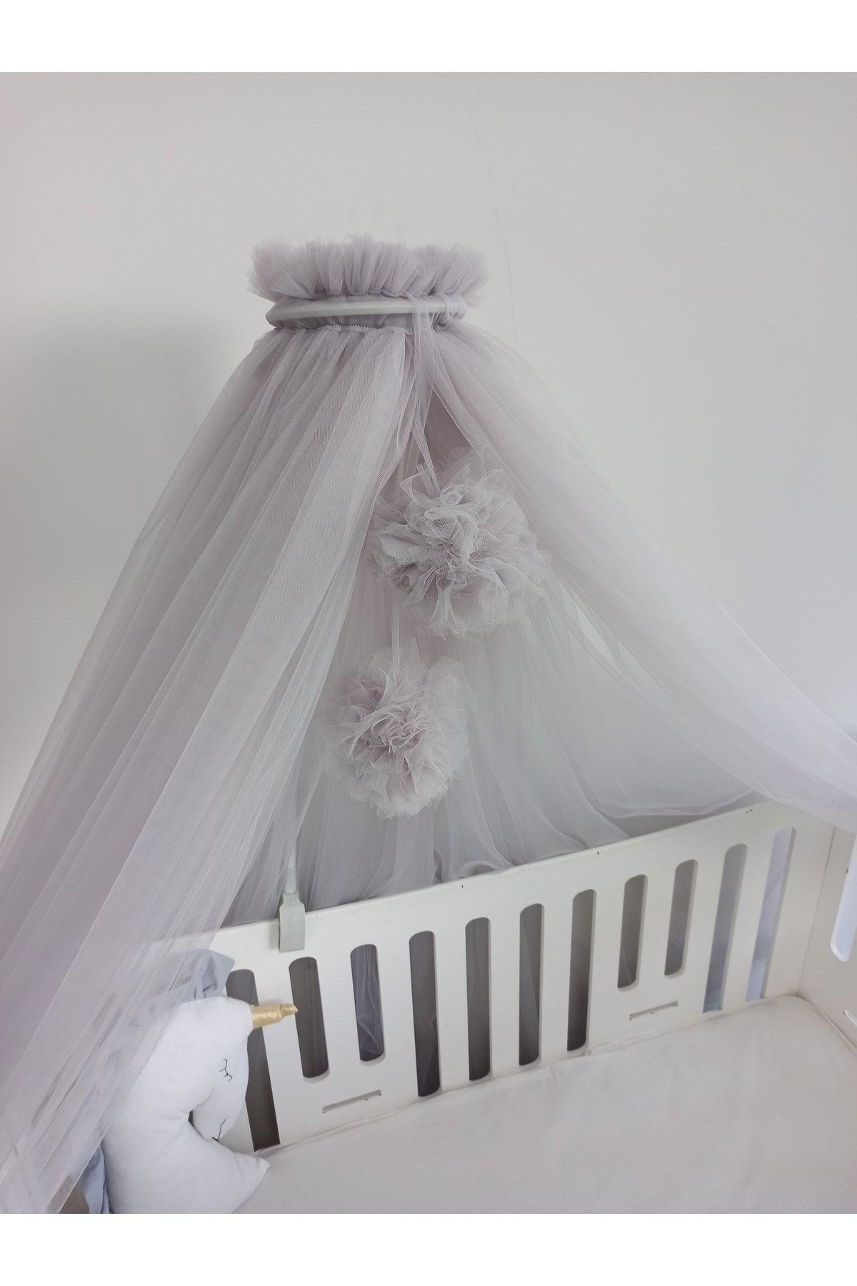 Ege HOME Decoration&Accessories Gri Aparatlı Beşik Cibinlik Tül Sineklik fotoğrafı 2 (önizleme)