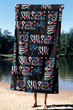 Sozakko Sunshine Siyah Unisex Deniz Banyo Plaj Havlusu