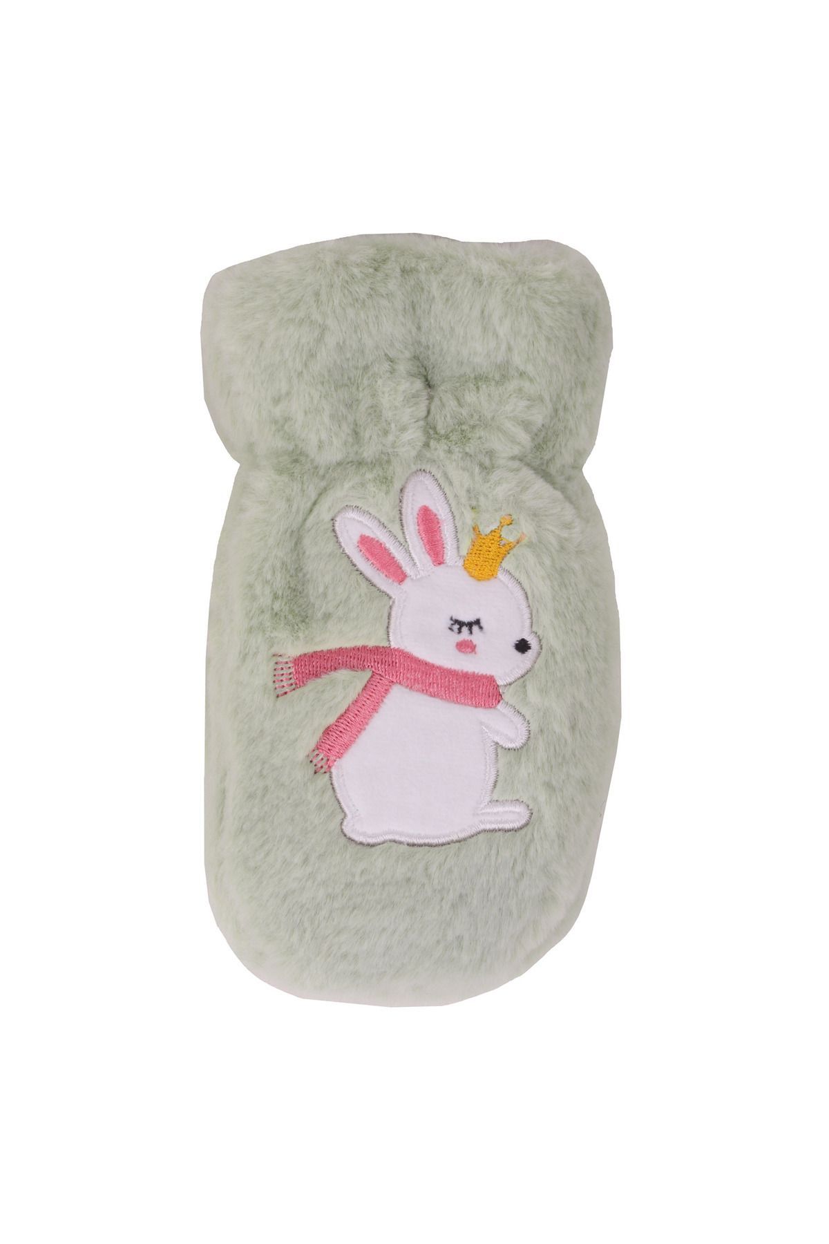 İşnar Peluş Çocuk Eldiven 2-4 Yaş Tavşan İşlemeli Yeşil Renk Parmaksız Model 0060 fotoğrafı 2 (önizleme)