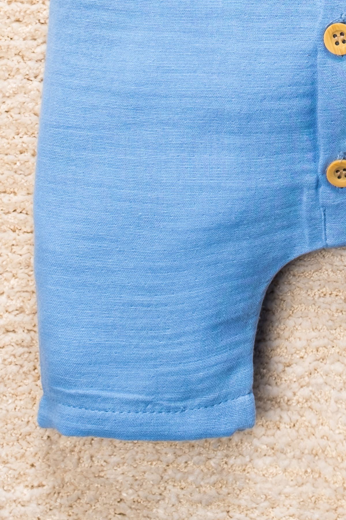 Mai Perla-Organic Cotton Jumpsuit with Muslin Fabric - Wooden Button and Pocket 4