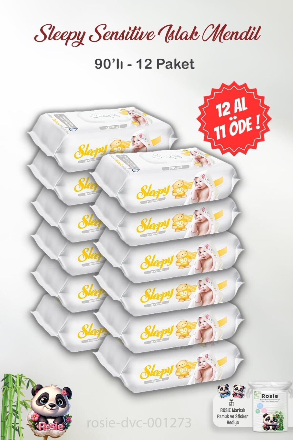 Sleepy 12 AL 11 ÖDE Sleepy Sensitive Islak Mendil 90'Lı ve ROSIE
