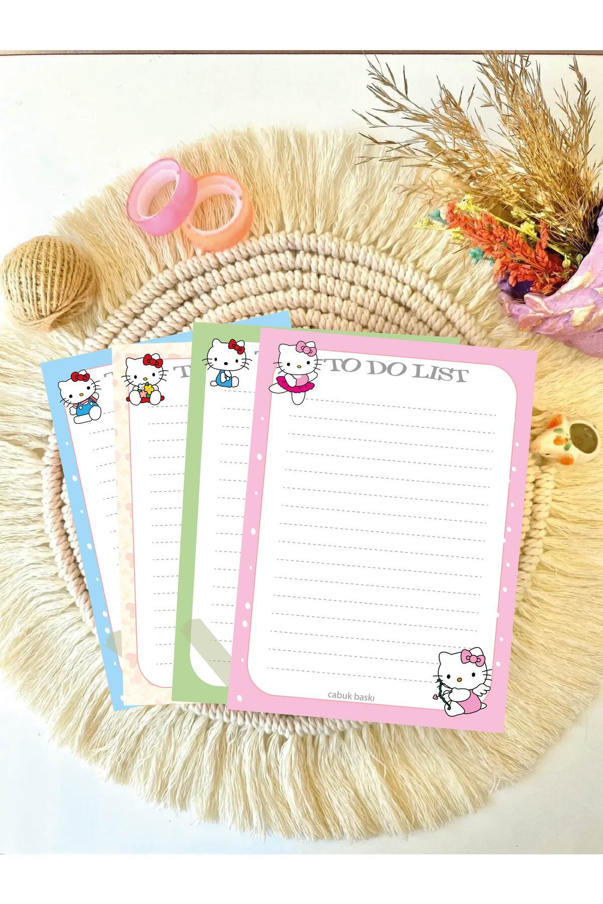 Aşktan Basım Hizmetleri Hello Kitty 4lü Note Pad Bloknot 10x14 Cm