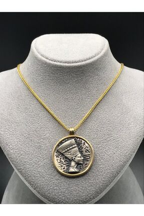 CC 925 Ayar Gümüş İşlemeli Nefertiti Madalyon Kolye