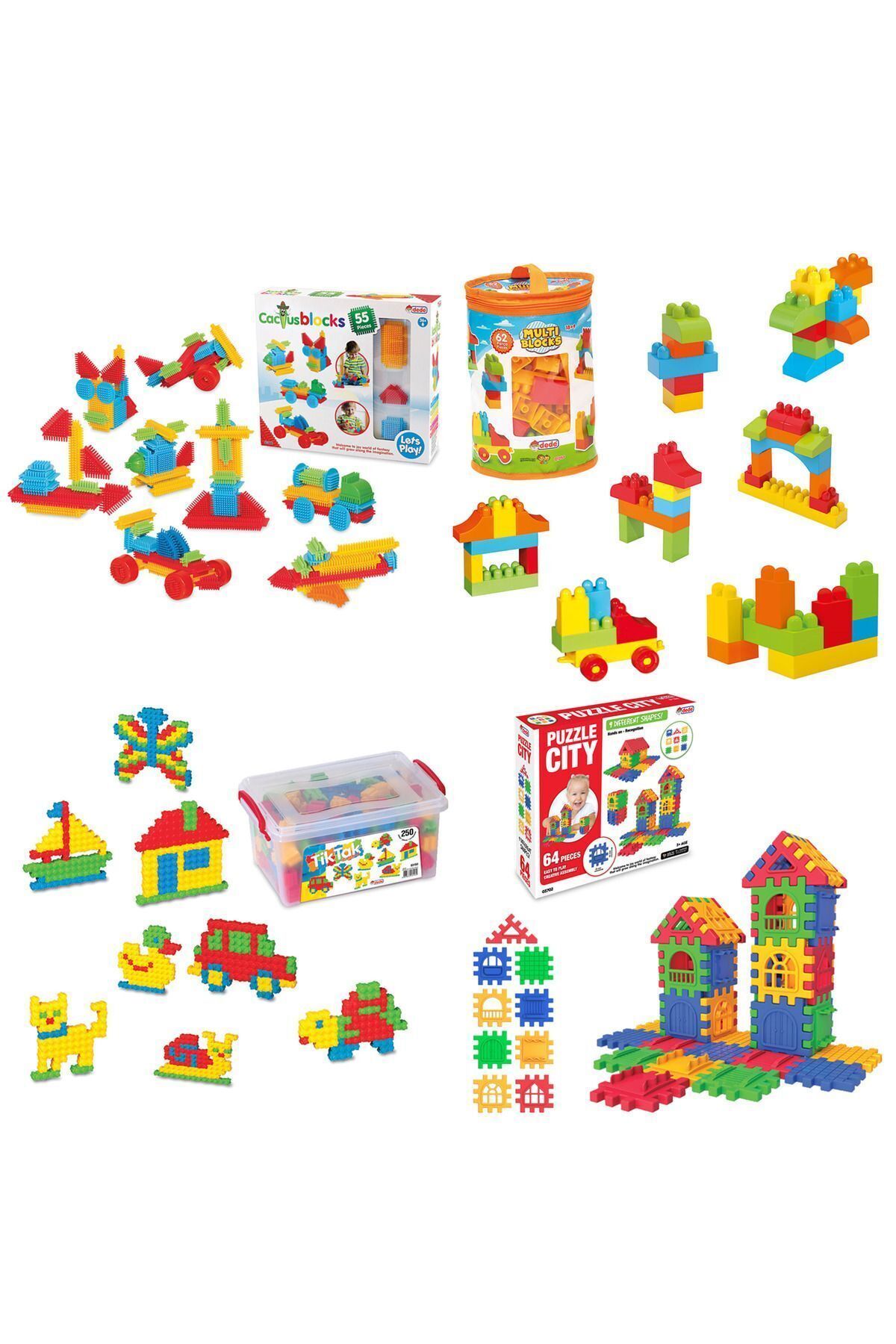 Doğan Oyuncak Dünyası-Puzzle City - Multi Blocks - Cactus - Tick Tock - Mega Set Block Set 1