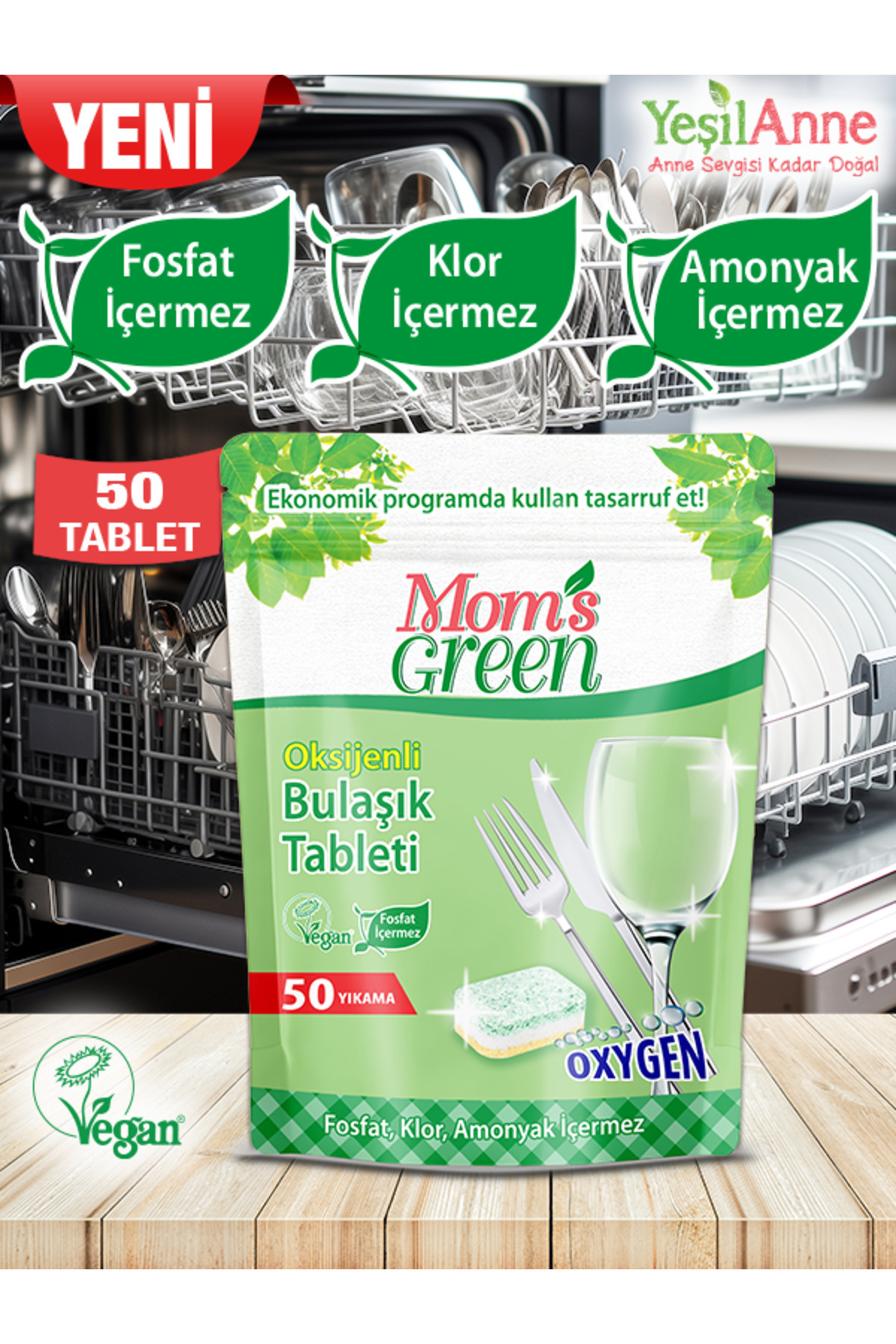Mom's Green 2'li Set-1500 ml Sabun Kokulu Bitkisel Çamaşır Temizleyici 50'lik Ekolojik Bulaşık Tableti fotoğrafı 2 (önizleme)
