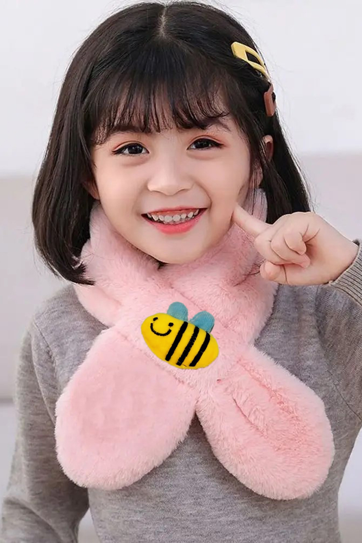 Bee Kids Teddy Bear Plush Scarf Scarf Windproof Welsoft Fleece Neck Collar Shawl