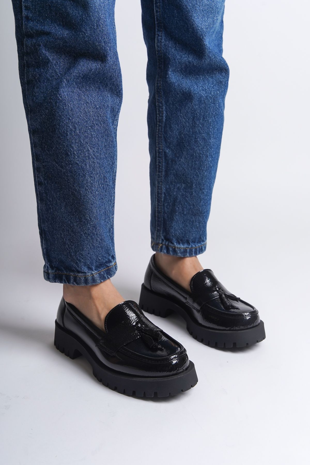 لوفر مشکی زنانه Trak Tassel Loafer اورجینال Capone Outfitters