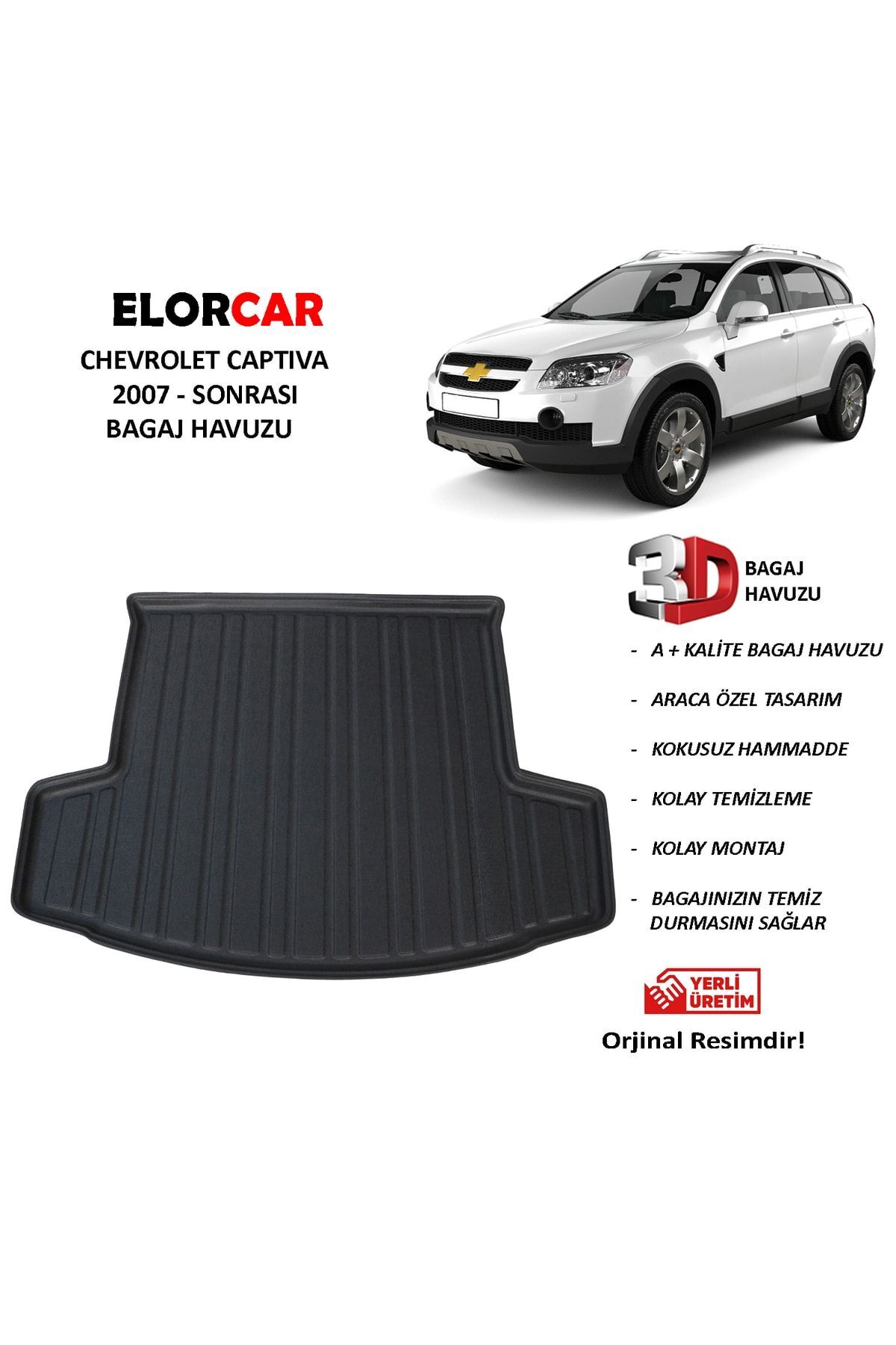 ELORCAR Chevrolet Captiva 2007 2019 Uyumlu 3d Bagaj Havuzu