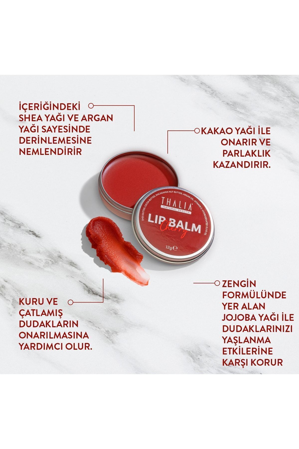 بالم لب با طعم گیلاس با اثر مرطوب کنندگی شدید 12 گرم Thalia