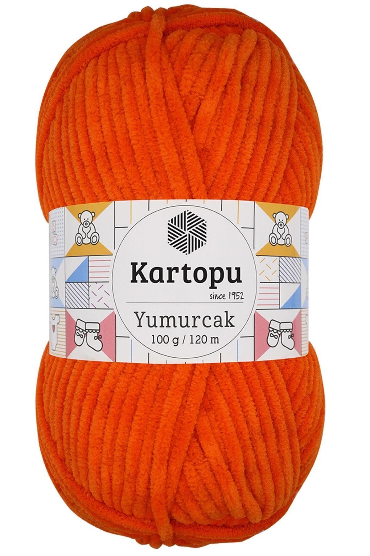 Kartopu Yumurcak Kadife El Örgü Ipi Fosfor Turuncu K205