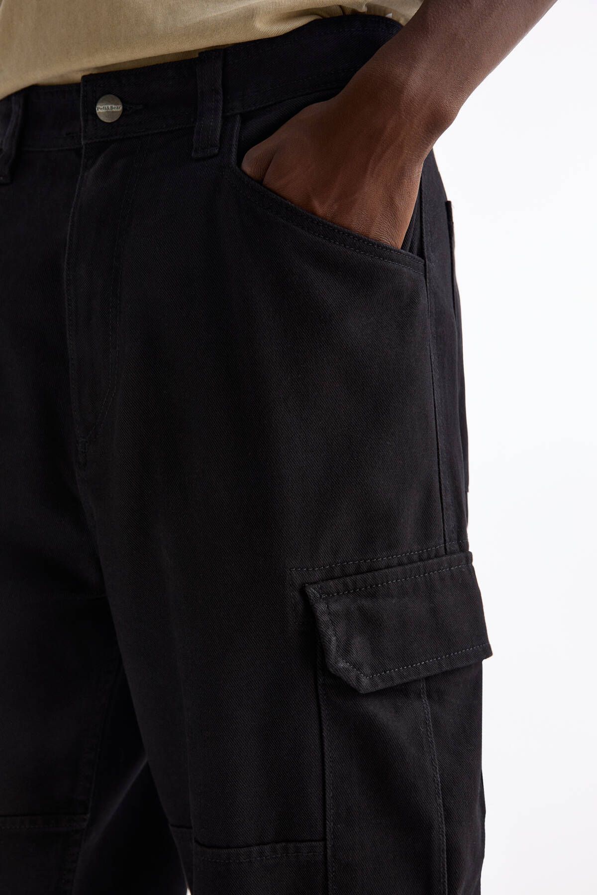شلوار مشکی مردانه حمل بار درز اورجینال Pull Bear Pull & Bear