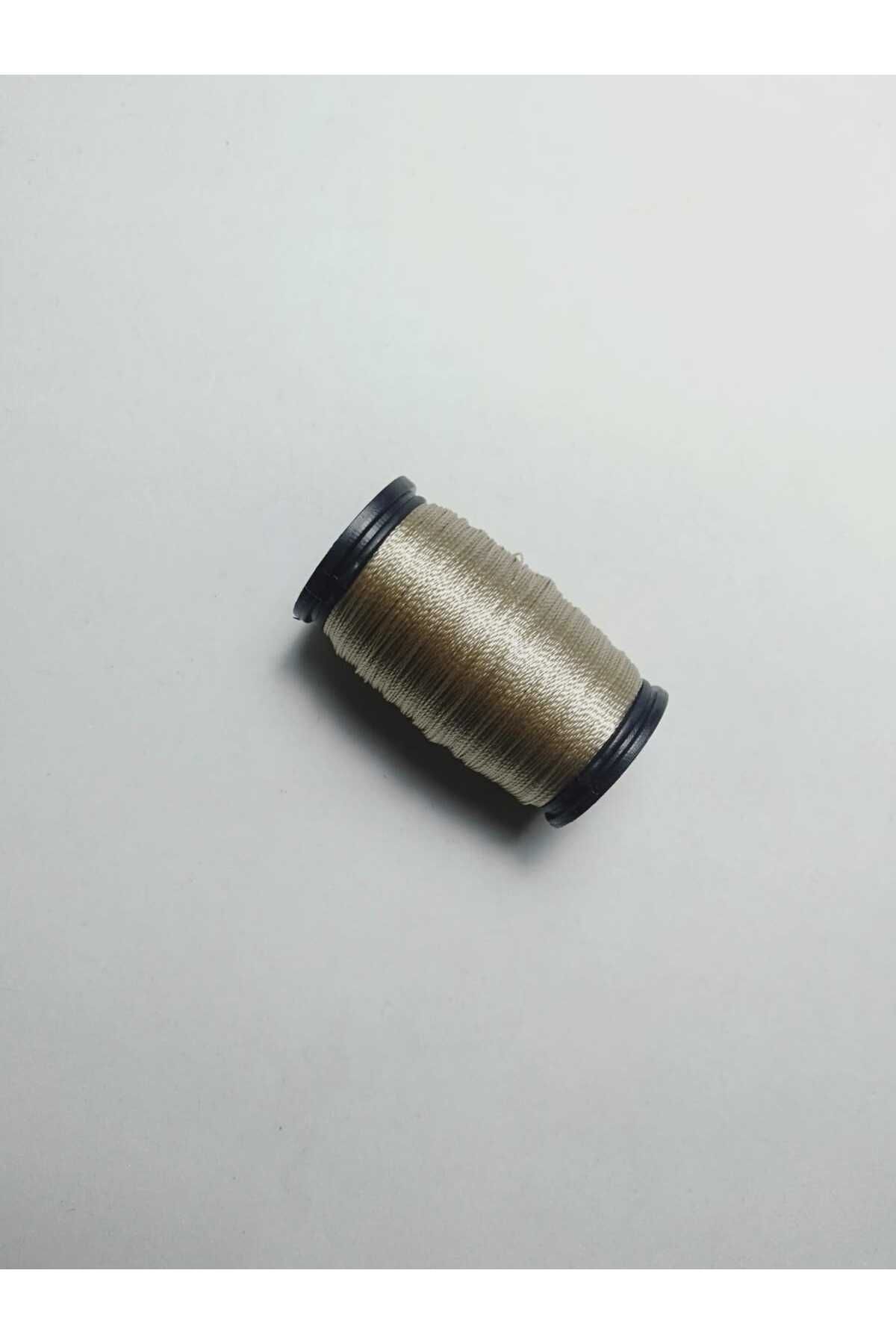 60 Metre Metalik Bej Renk Kum Boncuk Ipi Boncuk Işleme Ipi Miyuki Ipi