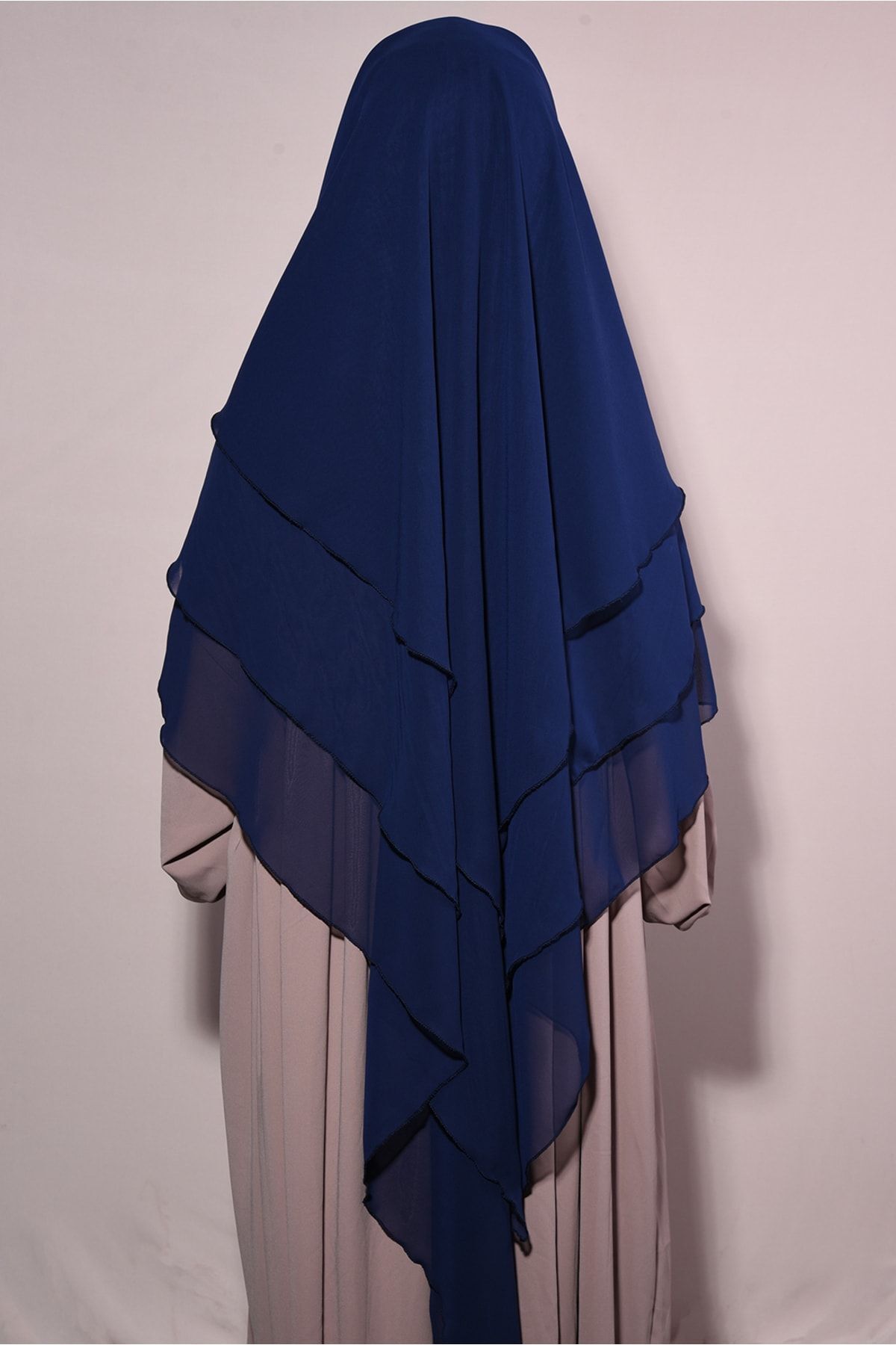 Ns nowascarf-Chiffon Veiled Three Layer Ready Souffle Hijab Shawl Navy Blue 4
