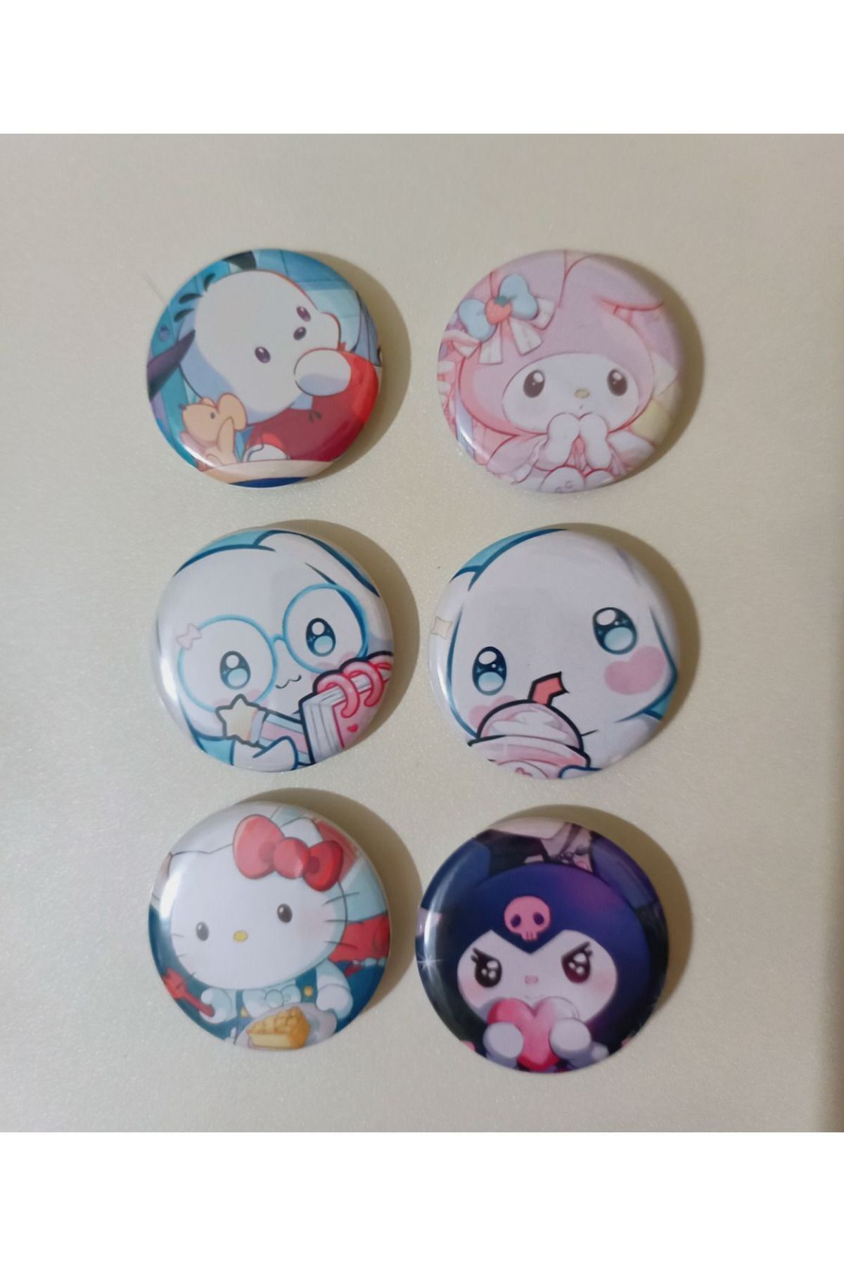 Sanrio Hello Kitty Kuromi My Melody Cinnamoroll Pochacco Anime Button Badge 37mm 6pcs