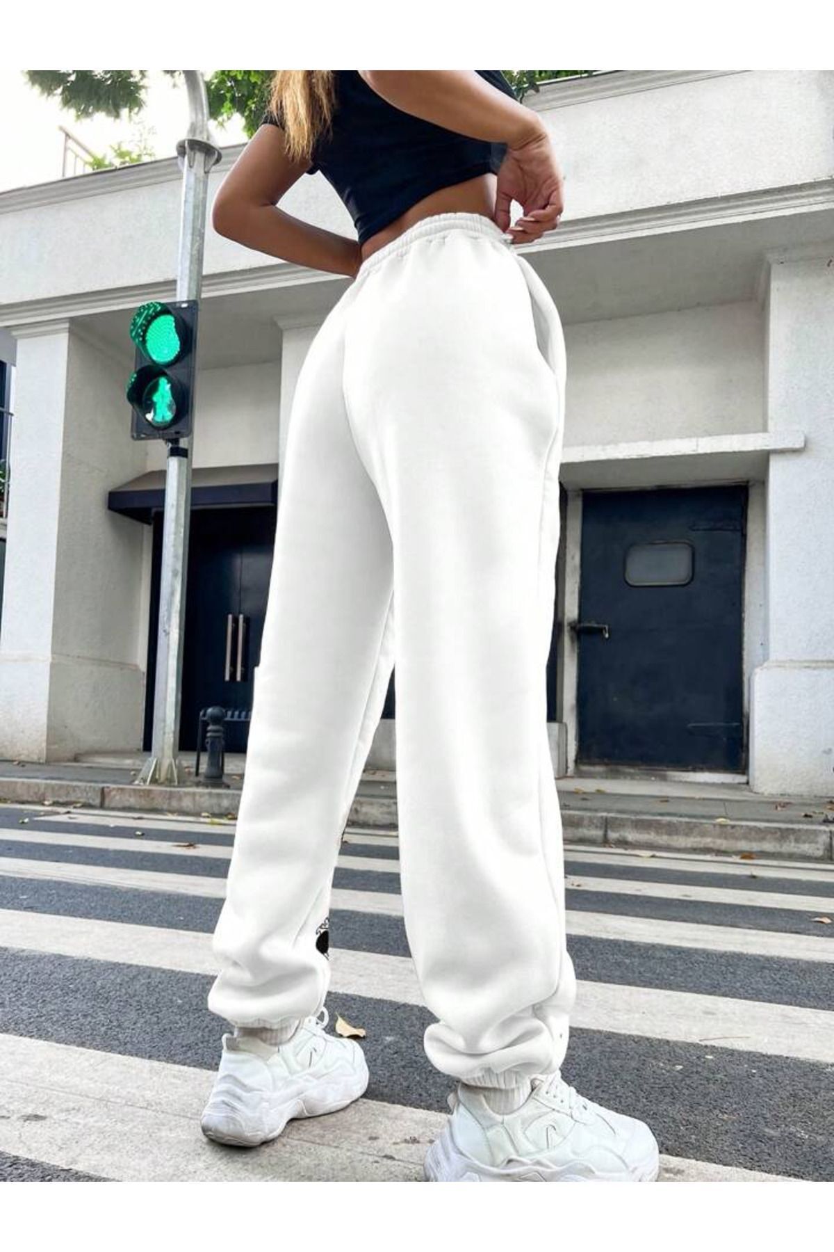 Mythologie-25 Skull Sweatpants Jogger - Iarnă cu talie înaltă cu picior din cauciuc cu imprimeu alb 2
