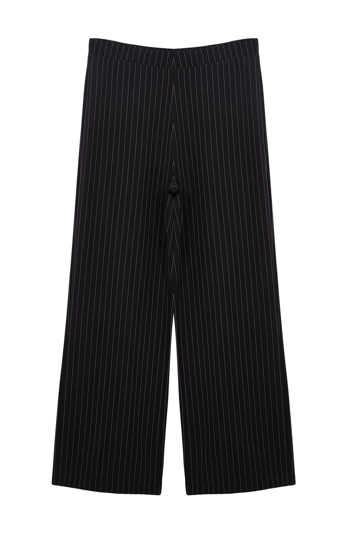 Trendyol Curve-Schwarze Hose aus elastischem Gewebe mit Streifen in Übergröße 7