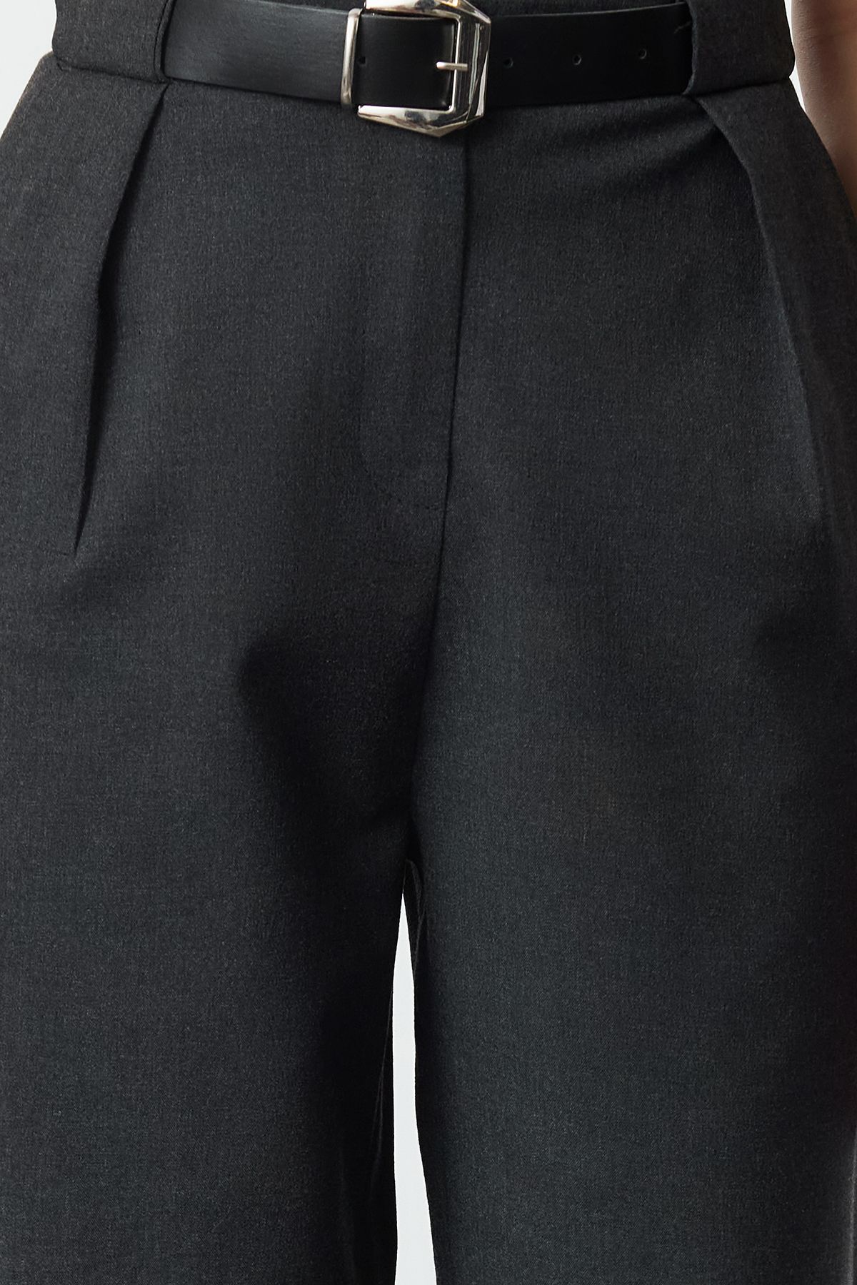 Trendyol Collection-Anthracite Belted Straigt/Straight Cut Woven Fabric Pants Twoaw25Pl00046 3