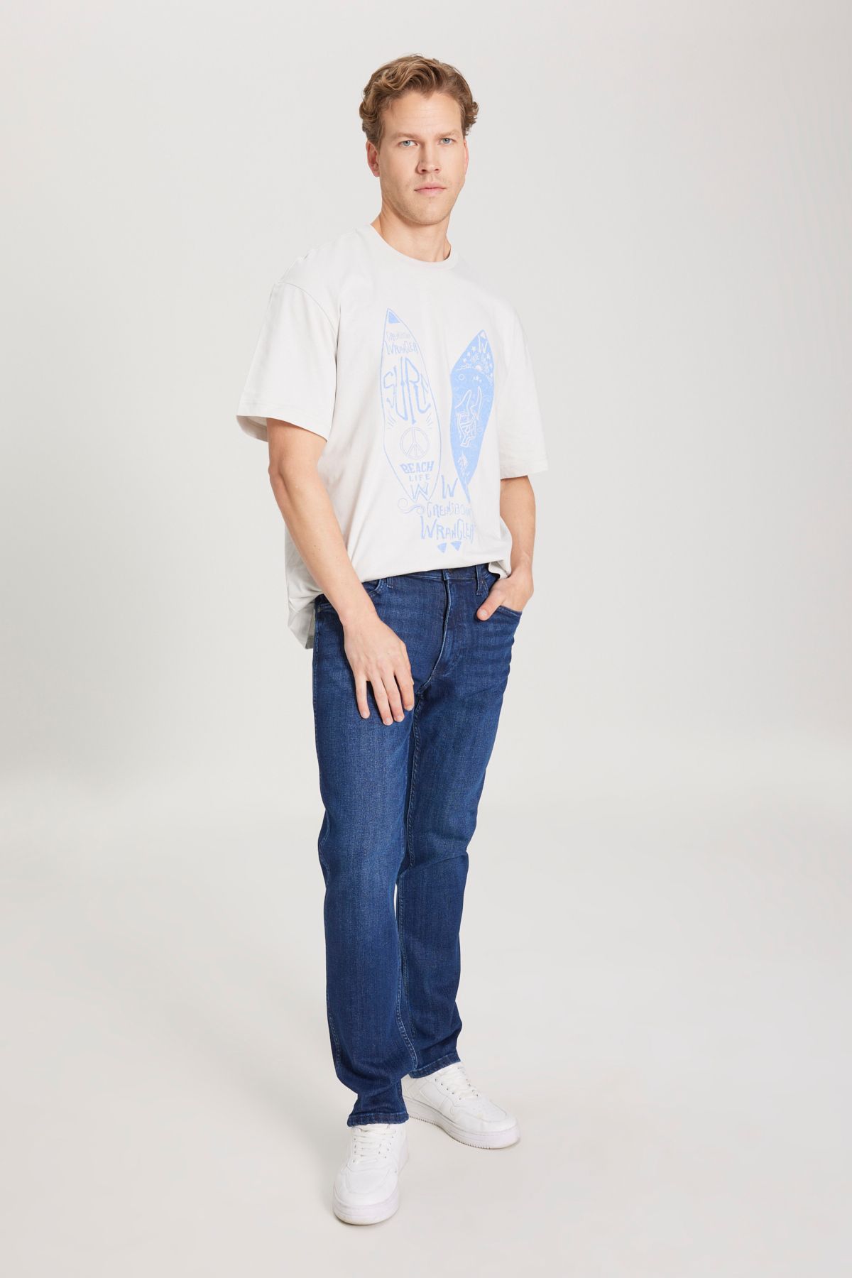 WRANGLER-Pantaloni de blugi albaștri Greensboro, cu croială normală, cu talie joasă, cu picioare drepte 1