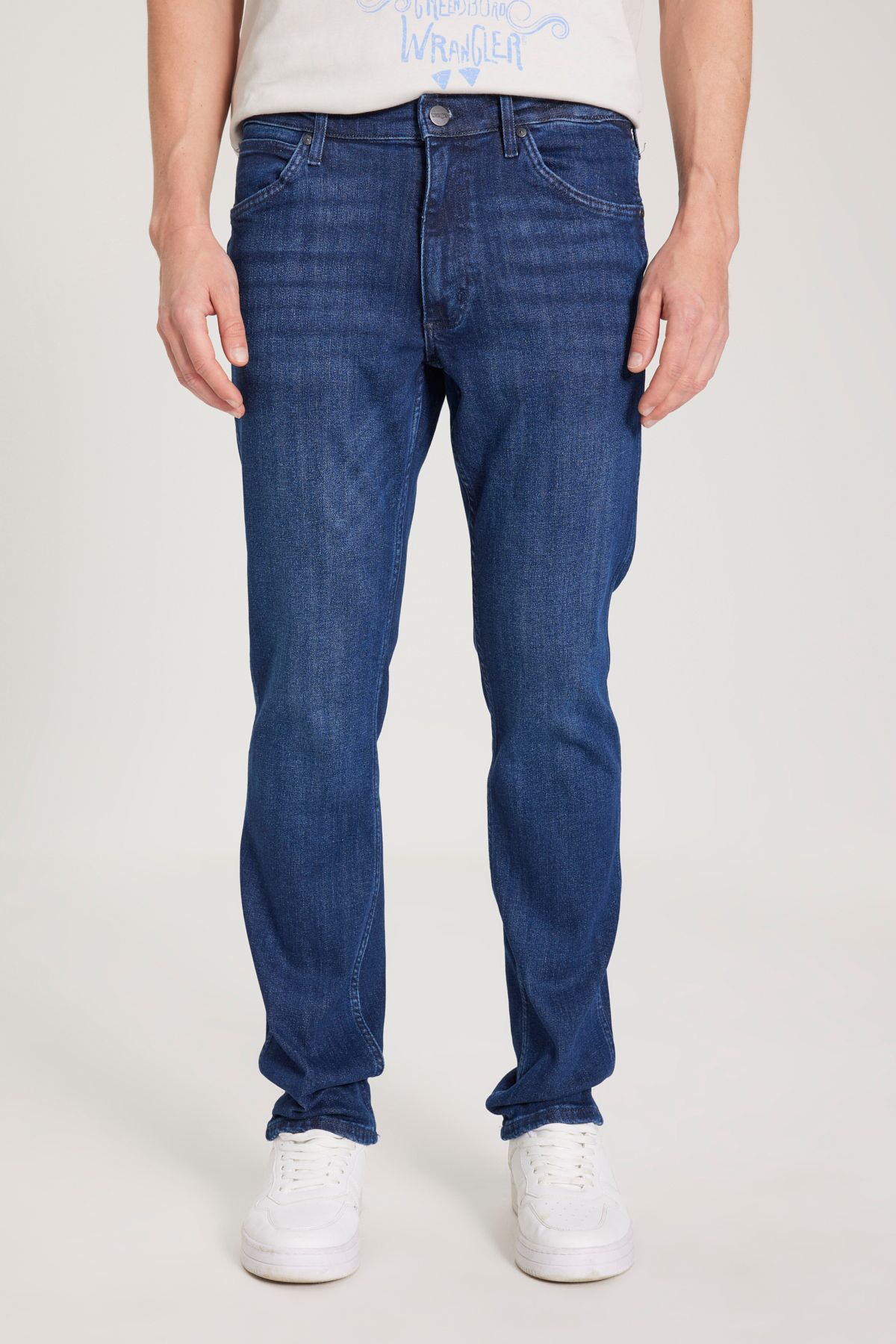 WRANGLER-Pantaloni de blugi albaștri Greensboro, cu croială normală, cu talie joasă, cu picioare drepte 5