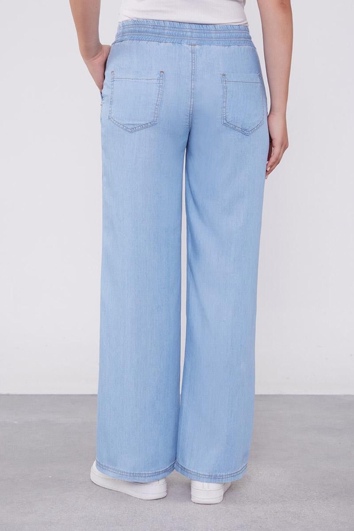 Levidor-A.Blue Jean Look Elastic Waist Trousers 5