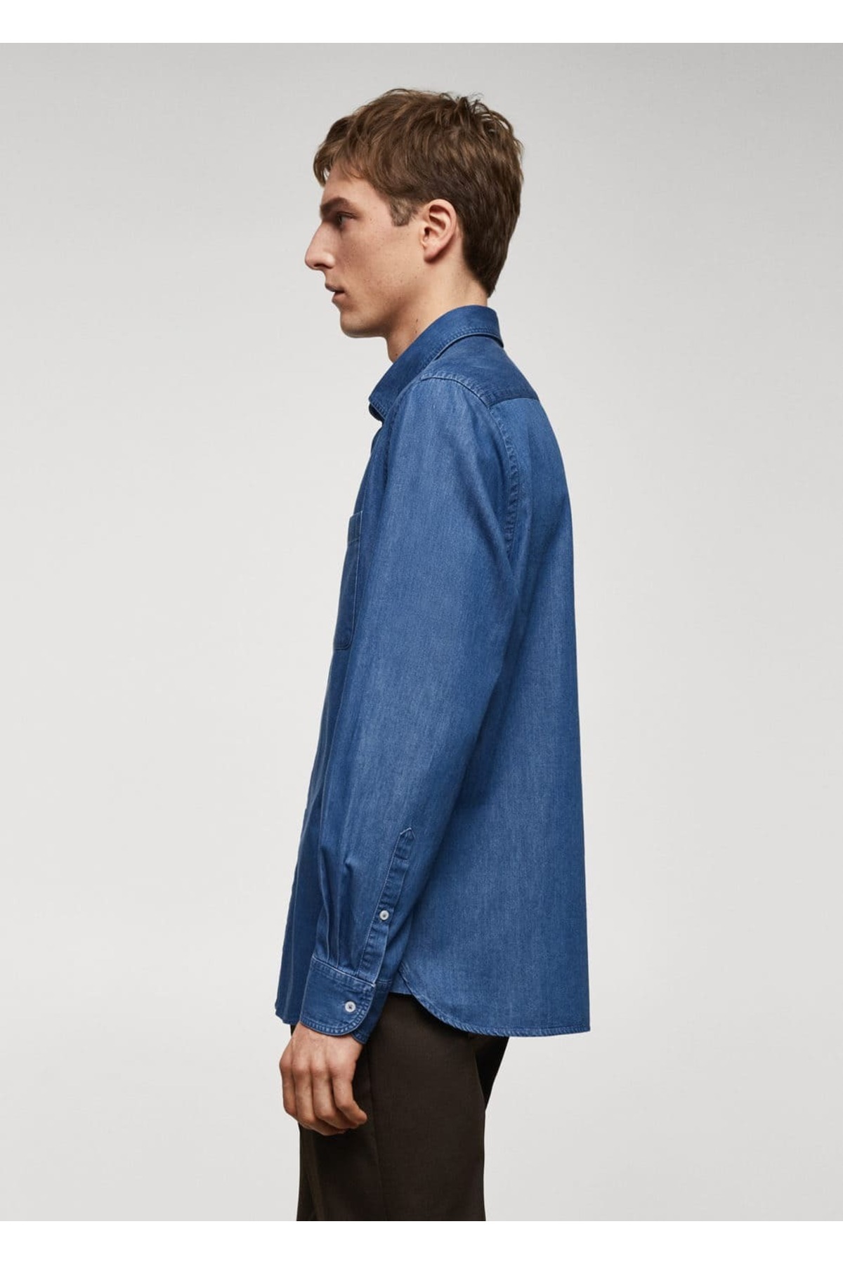 پیراهن مردانه آبی MANGO Man | 67060638 اورجینال - تصویر 5