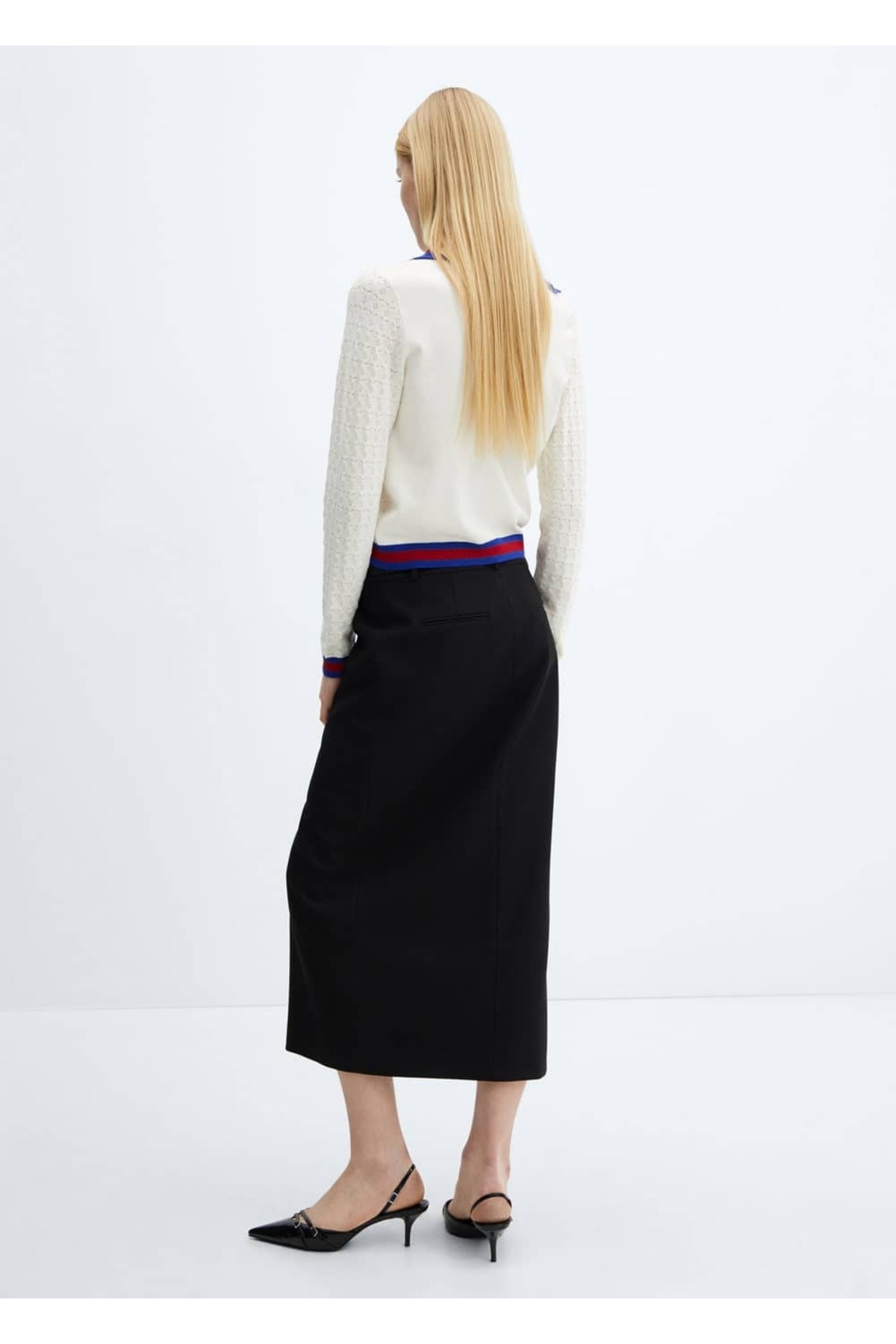 بافت و پلیور زنانه سفید منگوMANGO | 67034068 اورجینال - تصویر 4