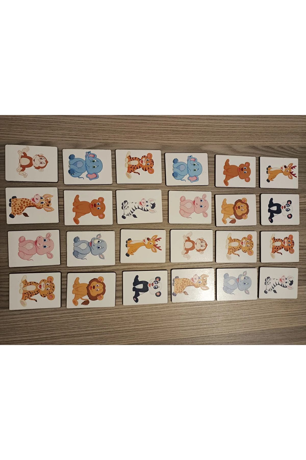 بازی جورکردنی کارت‌های هوش چوبی (حیوانات بامزه)