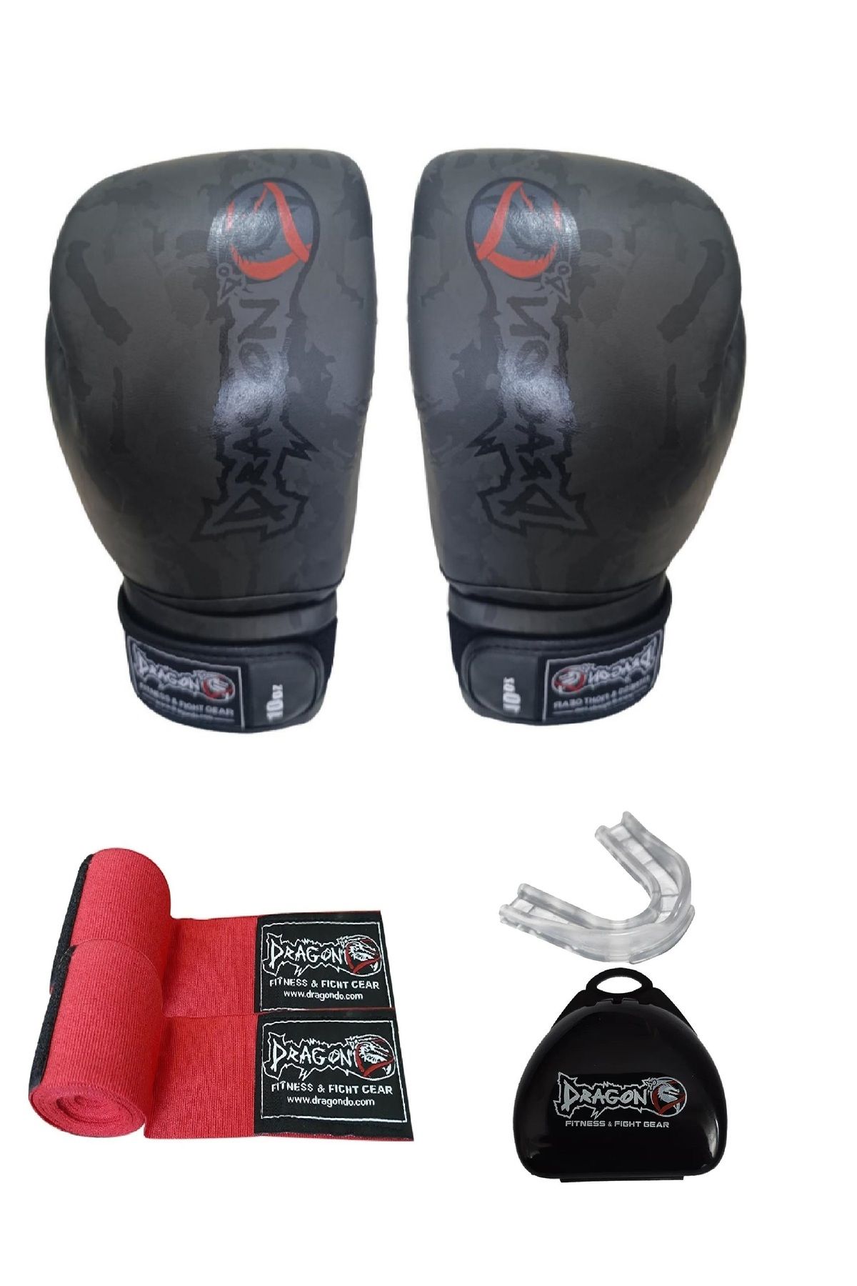 دستکش بوکس مردانه و زنانه های کیک کامو باند قرمز 3 مجموعه MUAY THAI GLOOVE GIFTOOM Dragondo
