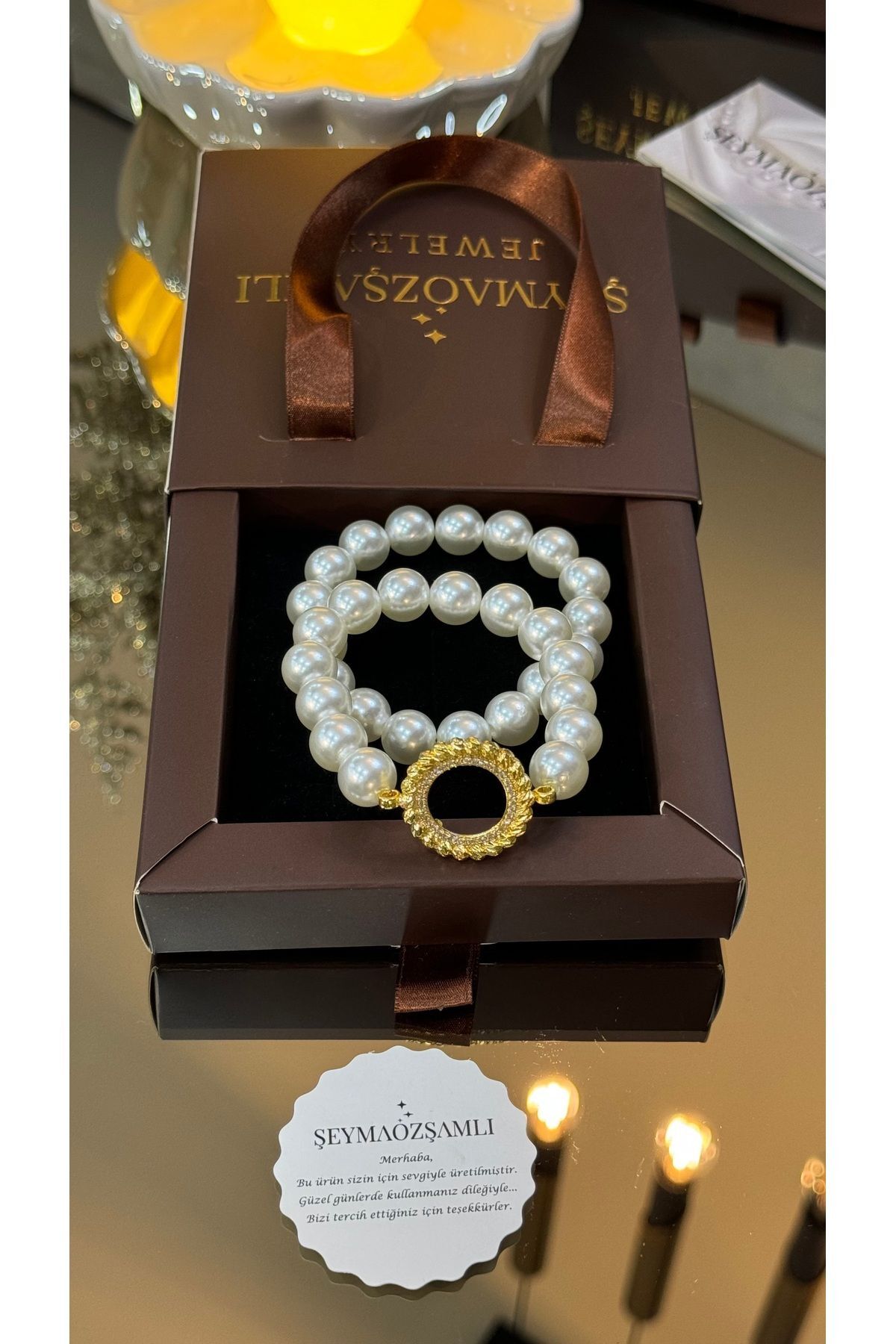 Dorika Model Quarter Frame Double Set Pearl Bracelet