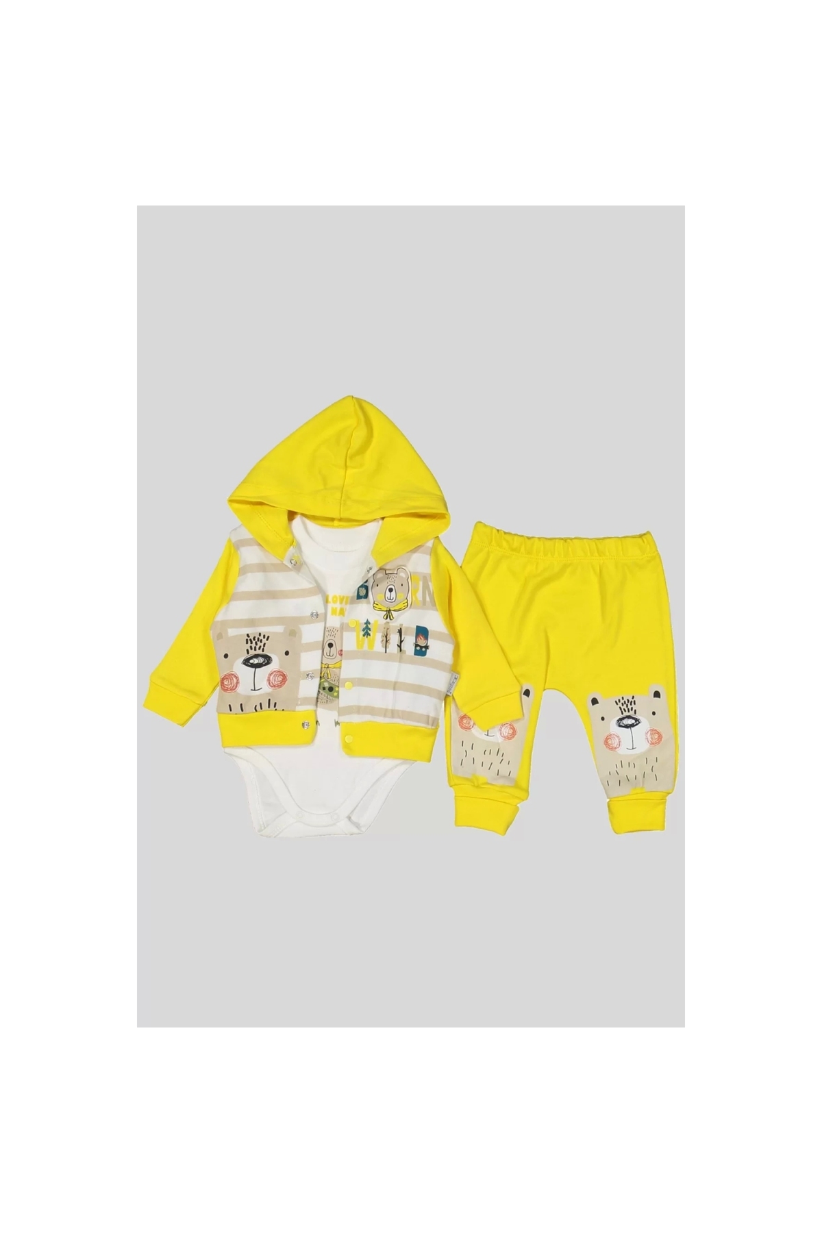 Camping Patterned Hooded 100% Cotton Baby Boy Set