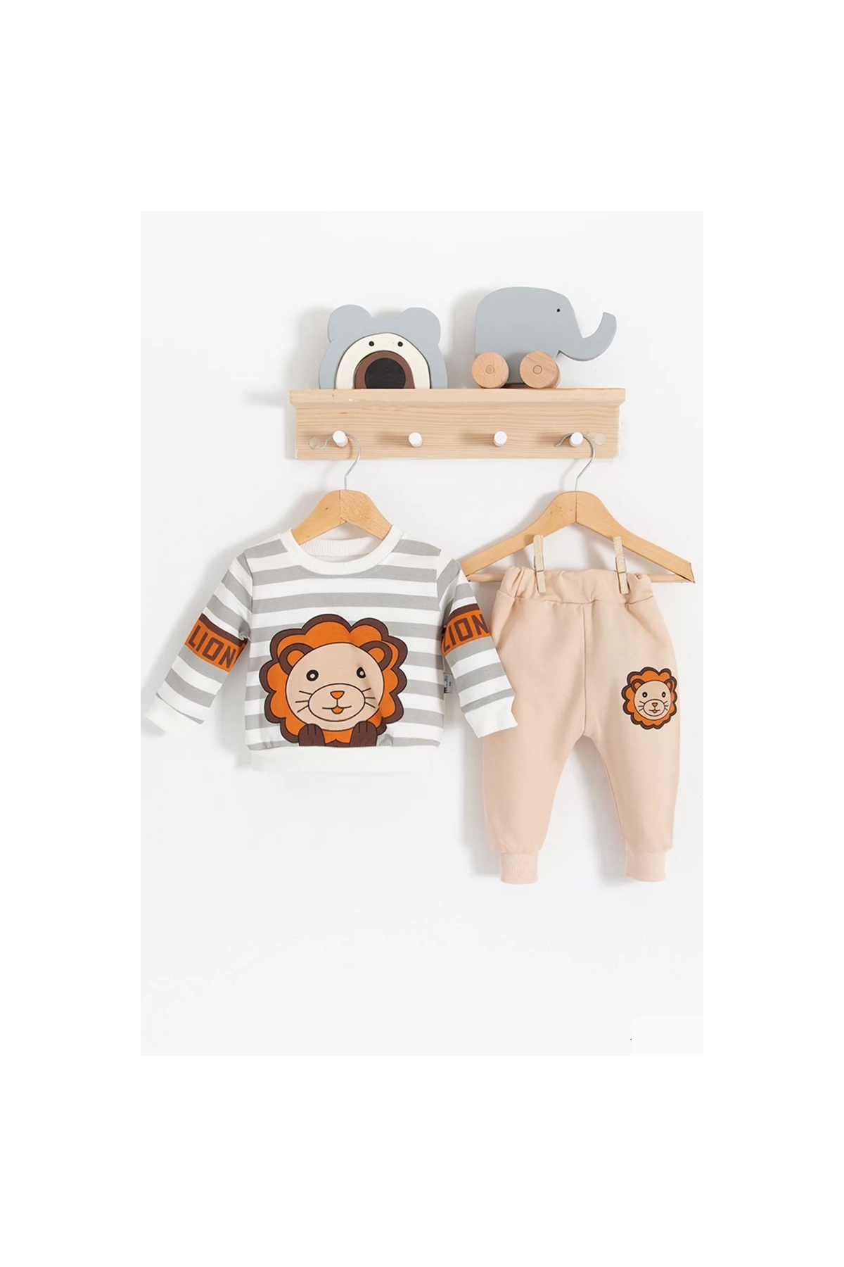 Lion Patterned 2-Piece 100% Cotton Baby Boy Set