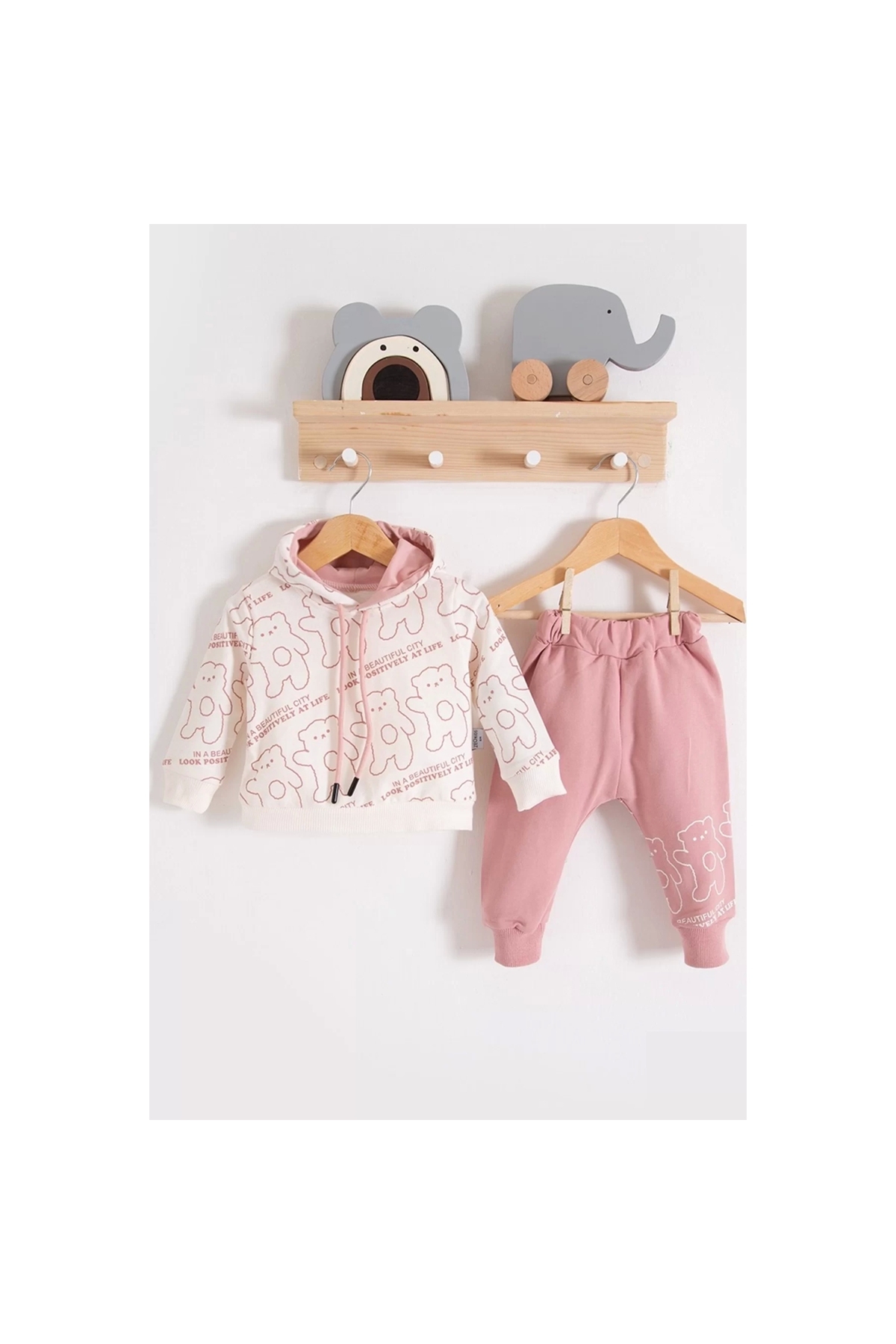 Cross Bears Hooded 100% Cotton Baby Boy Set