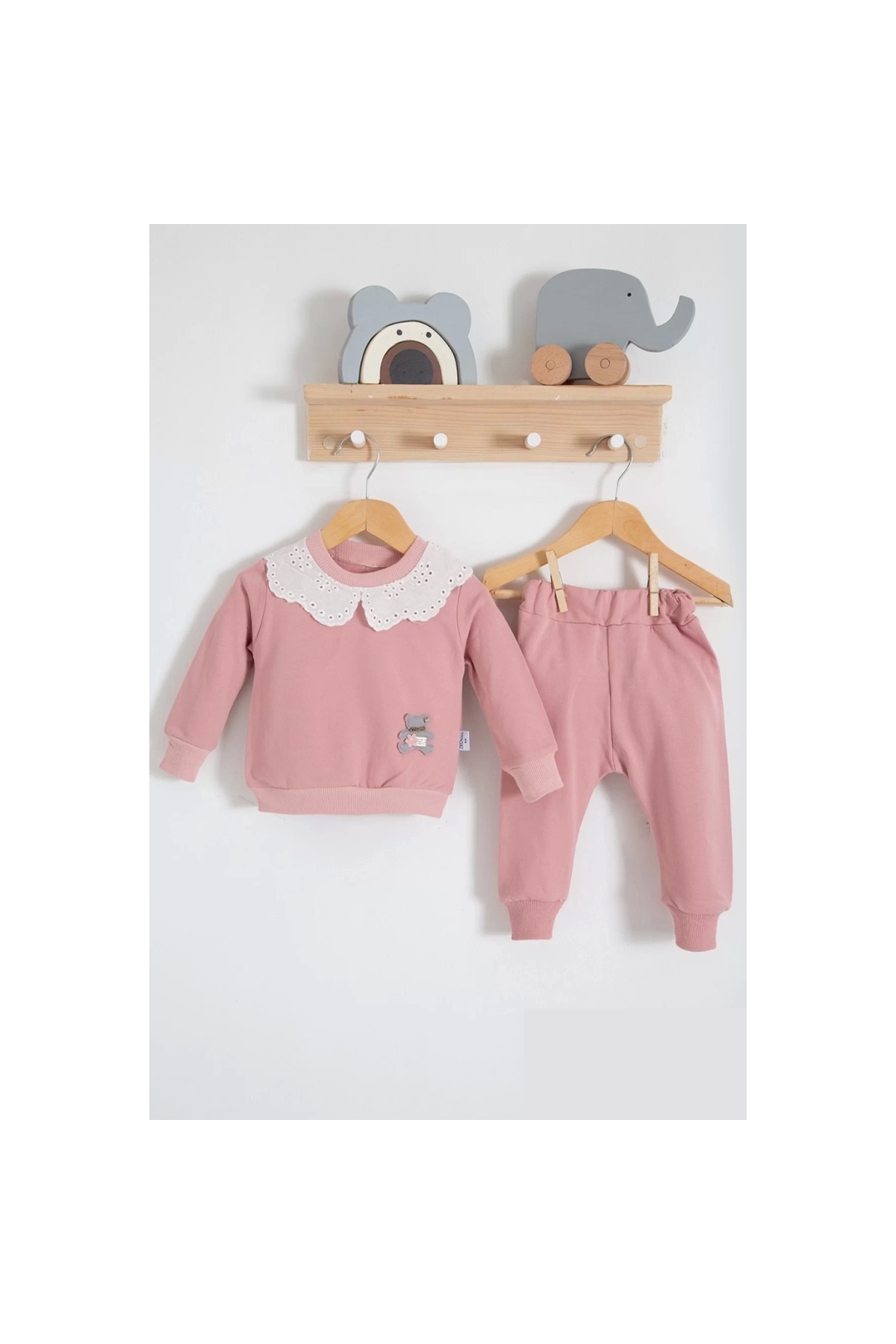 Lace Collar Cotton 2-Piece Baby Girl Set