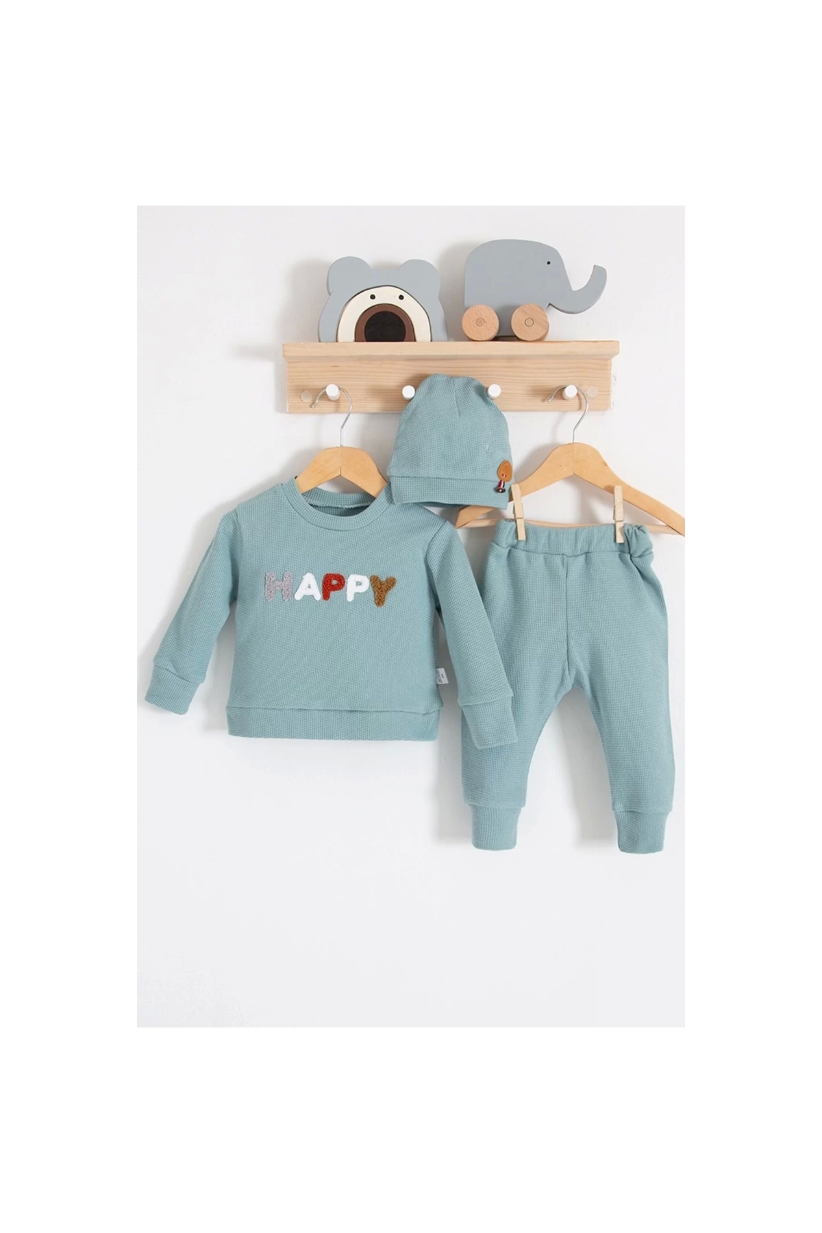 Happy Embroidered 2-Piece Cotton Baby Boy Set