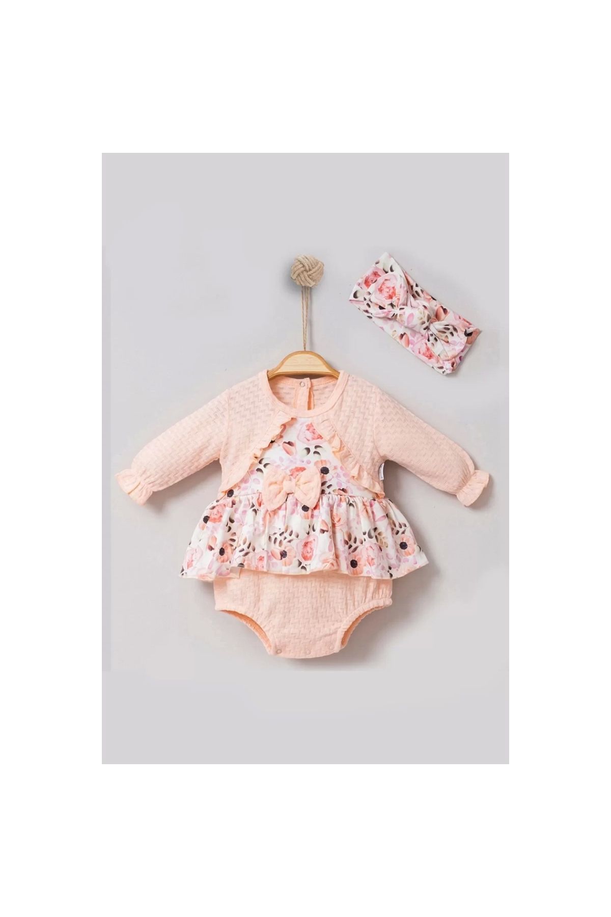 Spring Flowers Patterned Bandana Baby Girl Romper