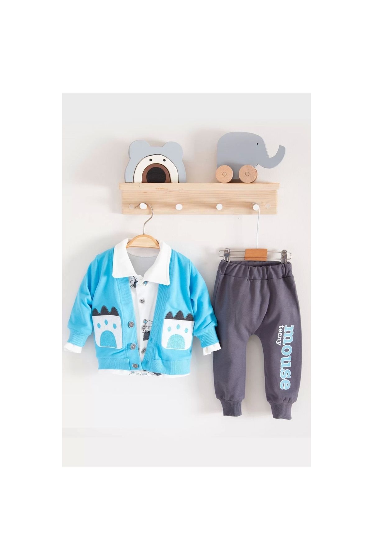 Mause Shirt Collar 3-Piece Baby Boy Set