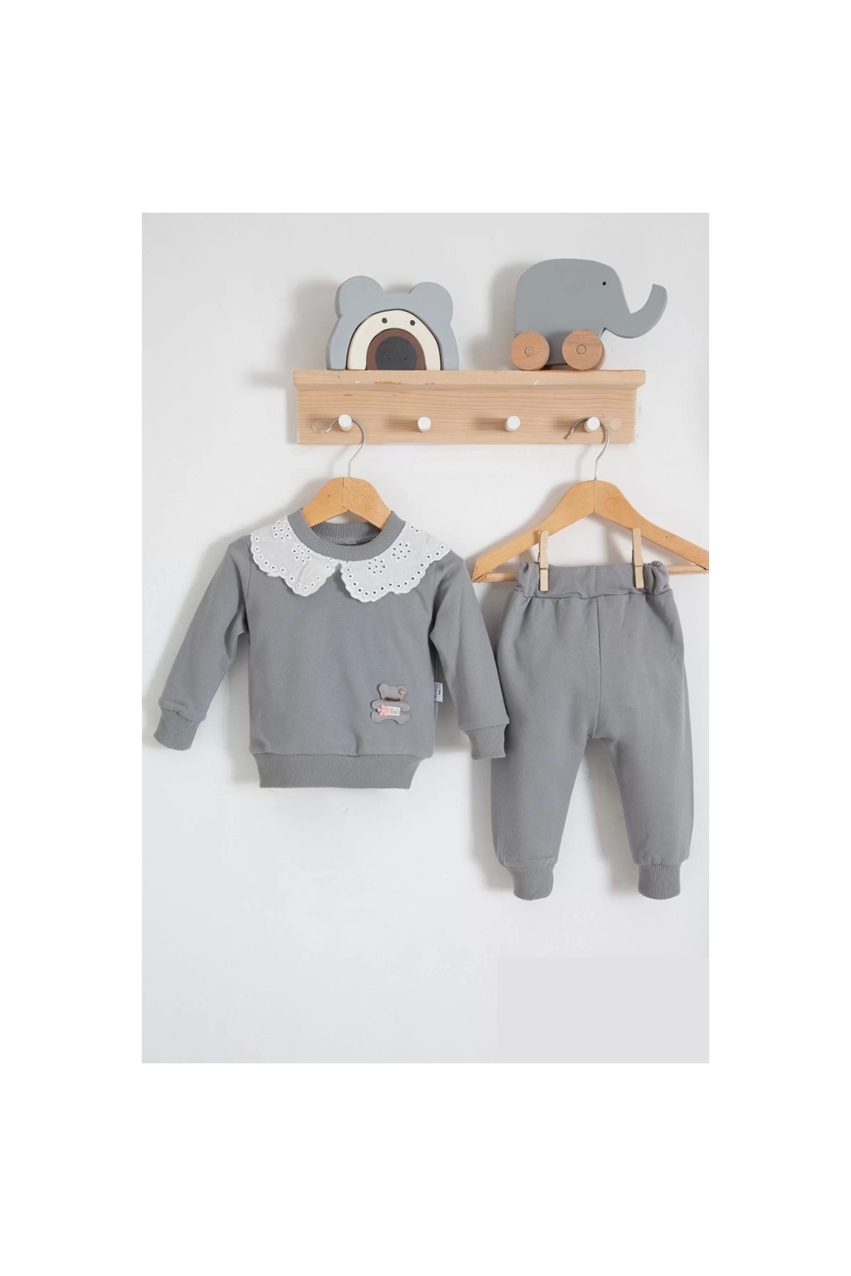 Lace Collar Cotton 2-Piece Baby Girl Set