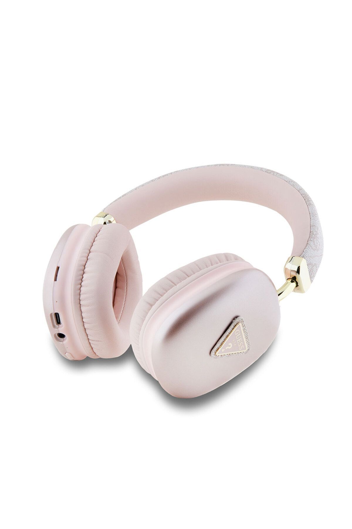 Lisanslı Kulak Üstü Bluetooth Kulaklık Guess PU 4G Desenli Üçgen Logolu V5.3 Pembe - 2