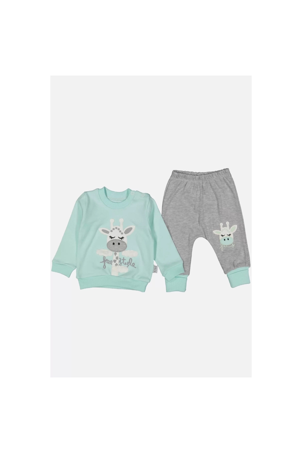 Giraffe Embroidered 100% Cotton Baby Girl Set