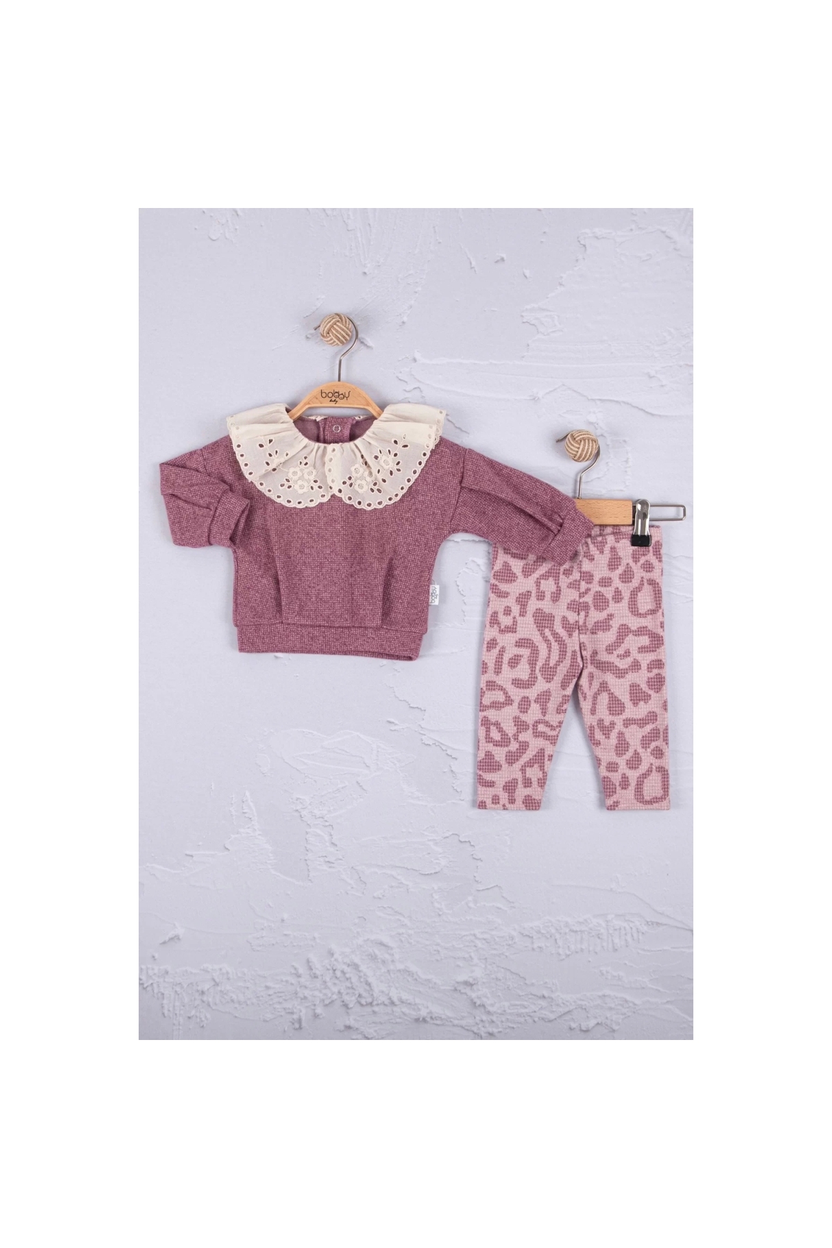 Big Collar Laced 2-Piece Baby Girl Set