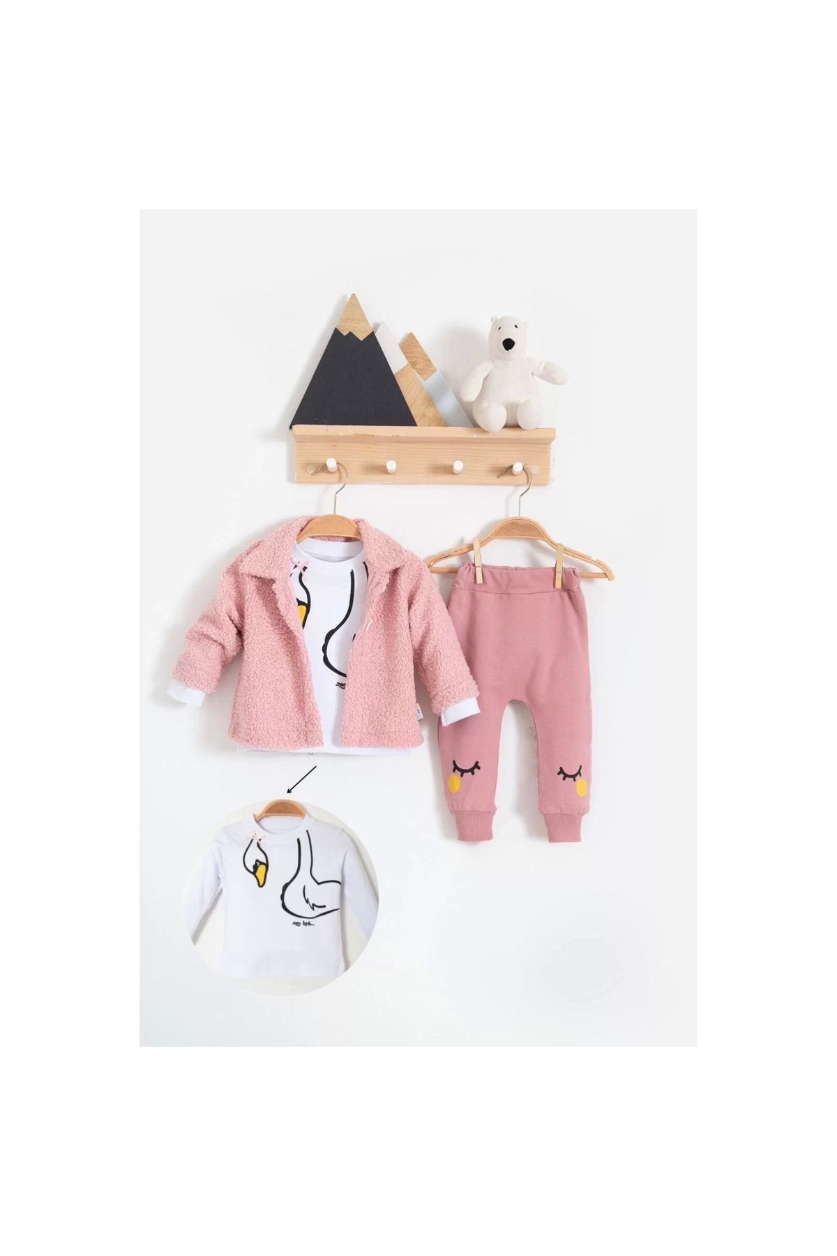 3-Piece Baby Girl Set with Plush Cardigan