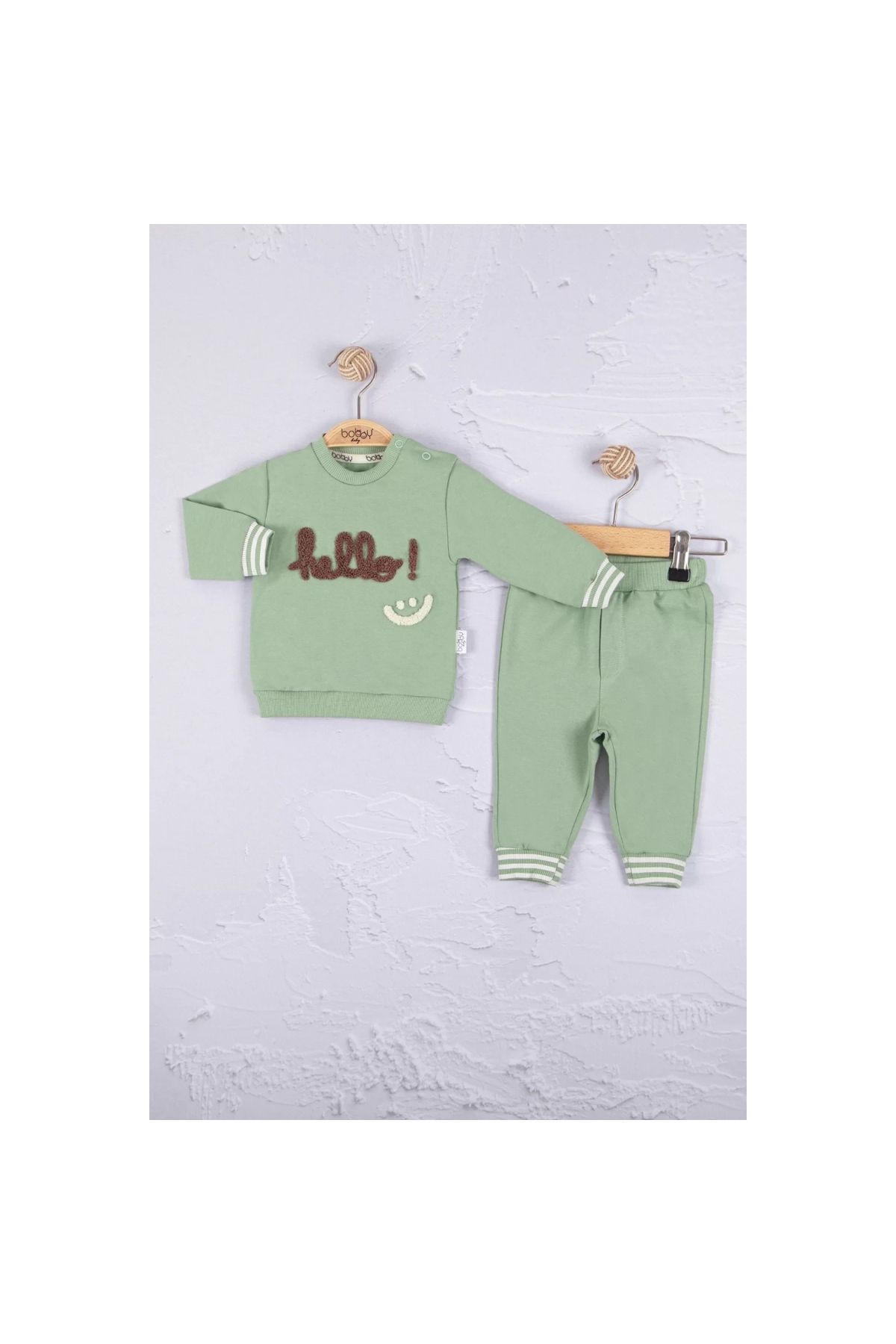 Hello Embroidered 100% Cotton 2-Piece Baby Boy Set
