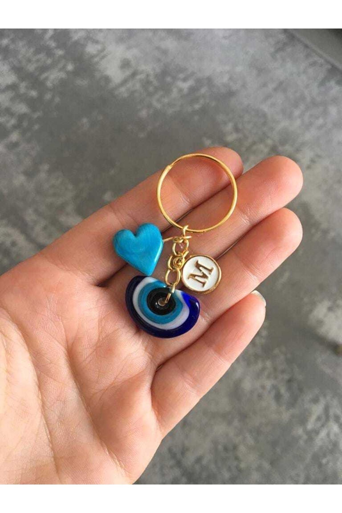 Murano Nazar Mavi Kalp Anahtarlık